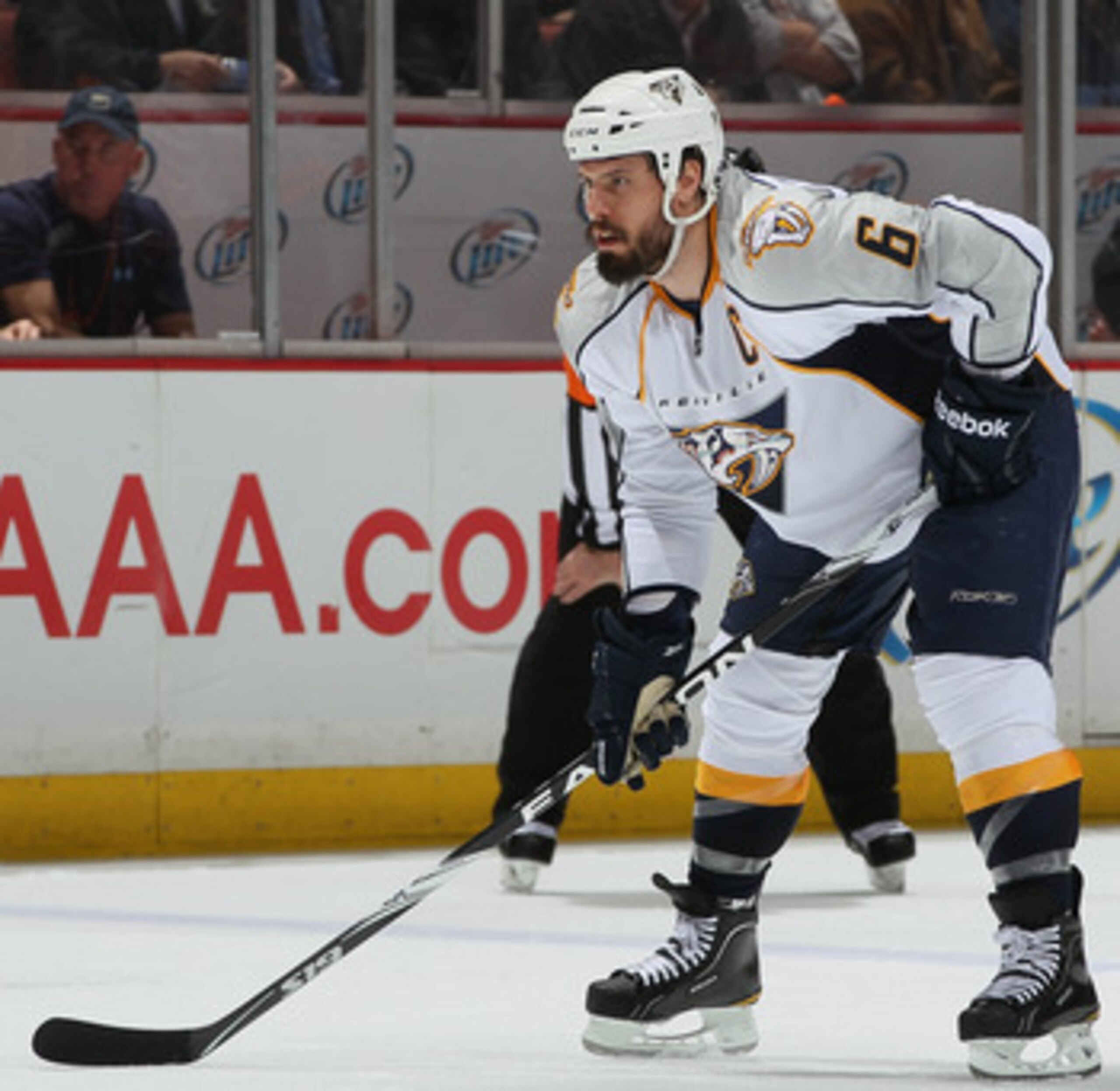 ANAHEIM, CA - APRIL 13:  Shea Weber #6 of the Nashville Predators skates against the Anaheim Ducks in Game One of the Western Conference Quarterfinals during the 2011 NHL Stanley Cup Playoffs at Honda Center on April 13, 2011 in Anaheim, California. The P