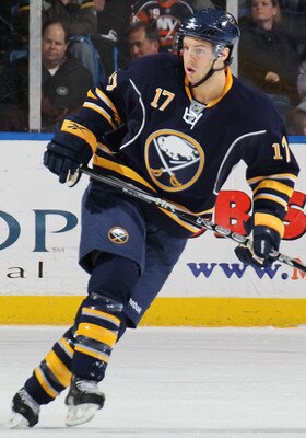 UNIONDALE, NY - JANUARY 23:  Marc-Andre Gragnani #17 of the Buffalo Sabres skates against the New York Islanders at the Nassau Coliseum on January 23, 2011 in Uniondale, New York. The Sabres won 5-3. (Photo by Bruce Bennett/Getty Images)