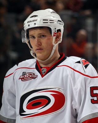 NEWARK, NJ - FEBRUARY 16:  Jeff Skinner #53 of the Carolina Hurricanes skates against the New Jersey Devils at the Prudential Center on February 16, 2011 in Newark, New Jersey.  (Photo by Bruce Bennett/Getty Images)