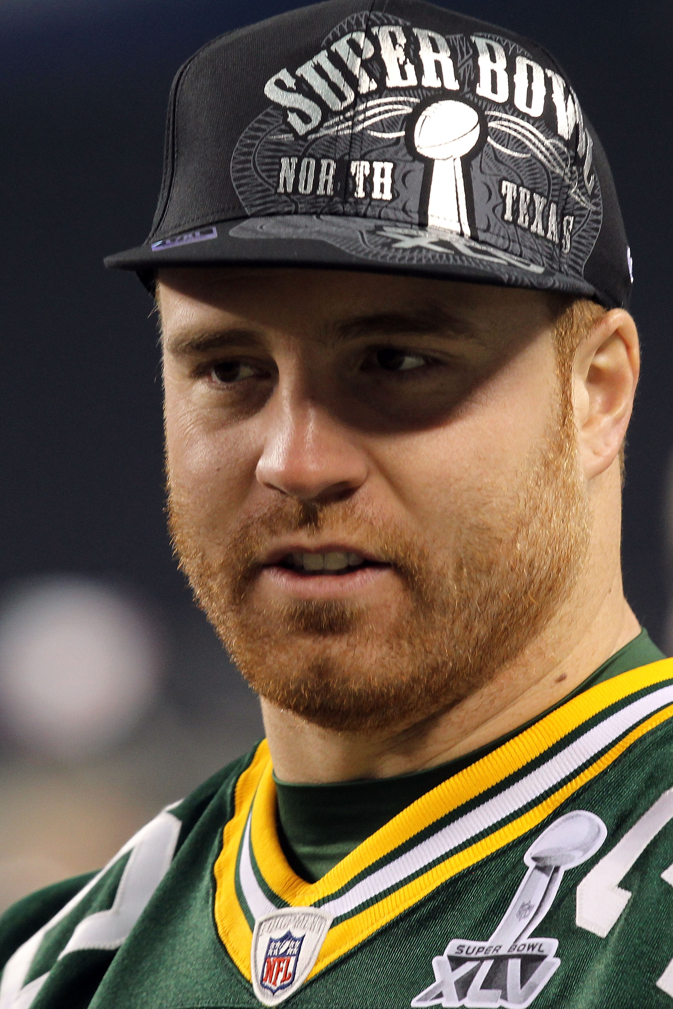 ARLINGTON, TX - FEBRUARY 01:  John Kuhn #30 of the Green Bay Packers addresses the media during Super Bowl XLV Media Day ahead of Super Bowl XLV at Cowboys Stadium on February 1, 2011 in Arlington, Texas. The Pittsburgh Steelers will play the Green Bay Pa