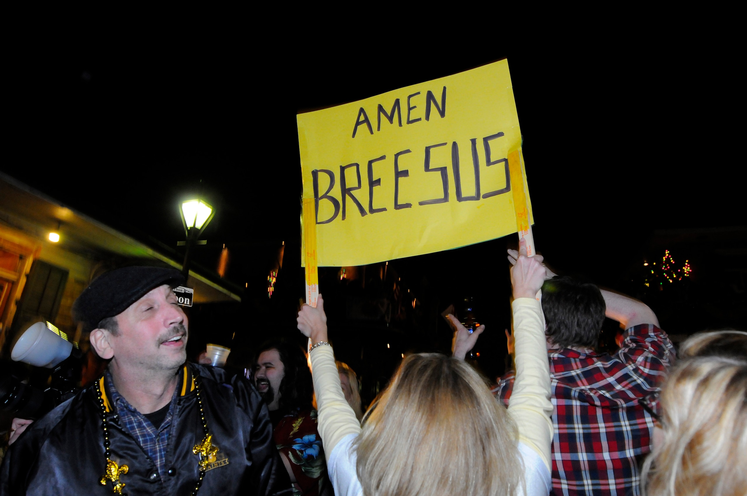 NEW ORLEANS - FEBRUARY 07: Fans celebrate the New Orleans Saints win against the Indianapolis Colts during Super Bowl XLIV on Bourbon Street in the French Quarter on February 7, 2010 in New Orleans, Louisiana. The Saints defeated the Colts, 31-17. (Pho NEW ORLEANS - FEBRUARY 07: Fans celebrate the New Orleans Saints win against the Indianapolis Colts during Super Bowl XLIV on Bourbon Street in the French Quarter on February 7, 2010 in New Orleans, Louisiana. The Saints defeated the Colts, 31-17. (Pho