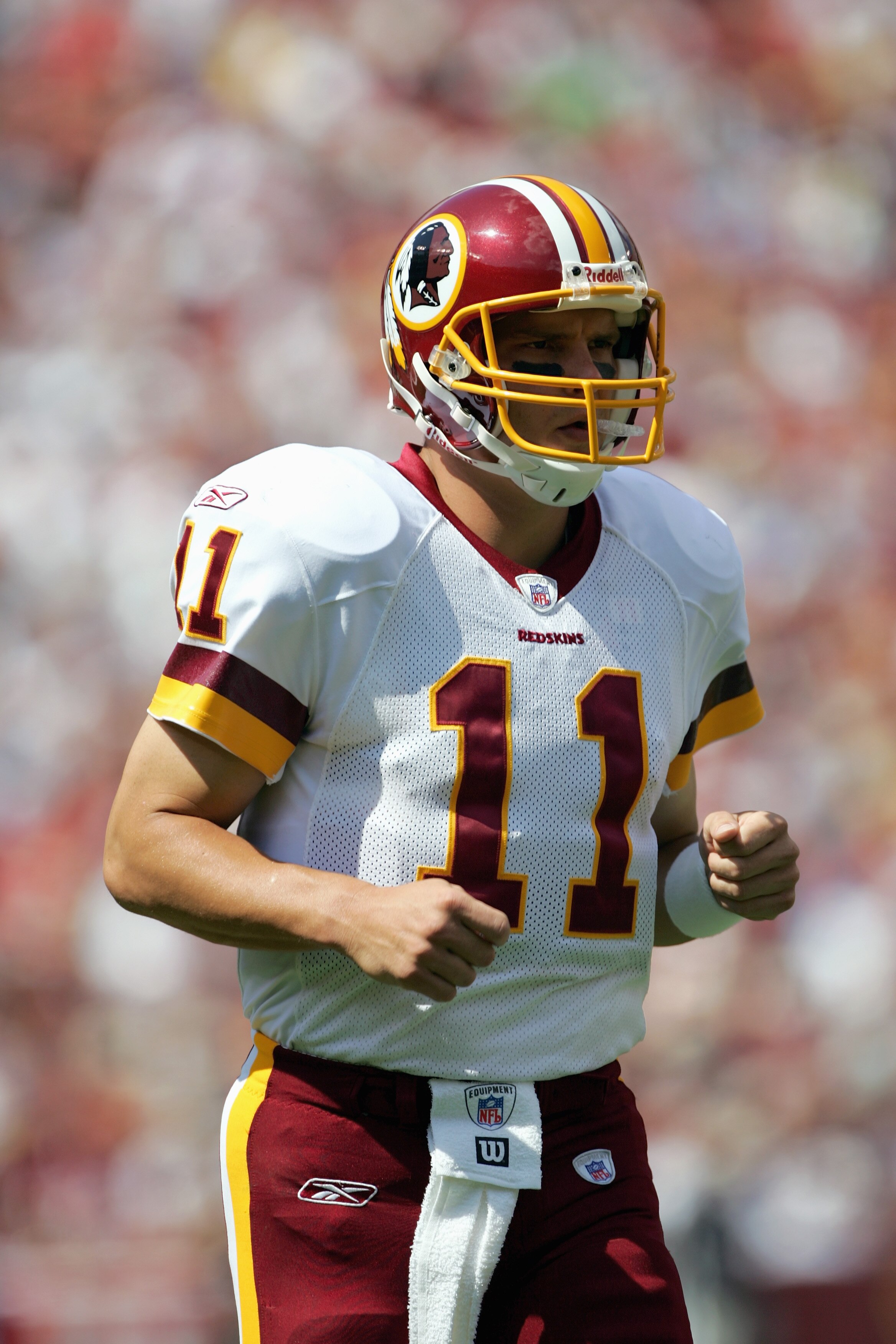 LANDOVER, MD - SEPTEMBER 11:  Patrick Ramsey #11 of the Washington Redskins runs on the field during the game with the Chicago Bears on September 11, 2005 at Fed Ex Field in Landover, Maryland.  The Redskins won 9-7. (Photo By Jamie Squire/Getty Images)