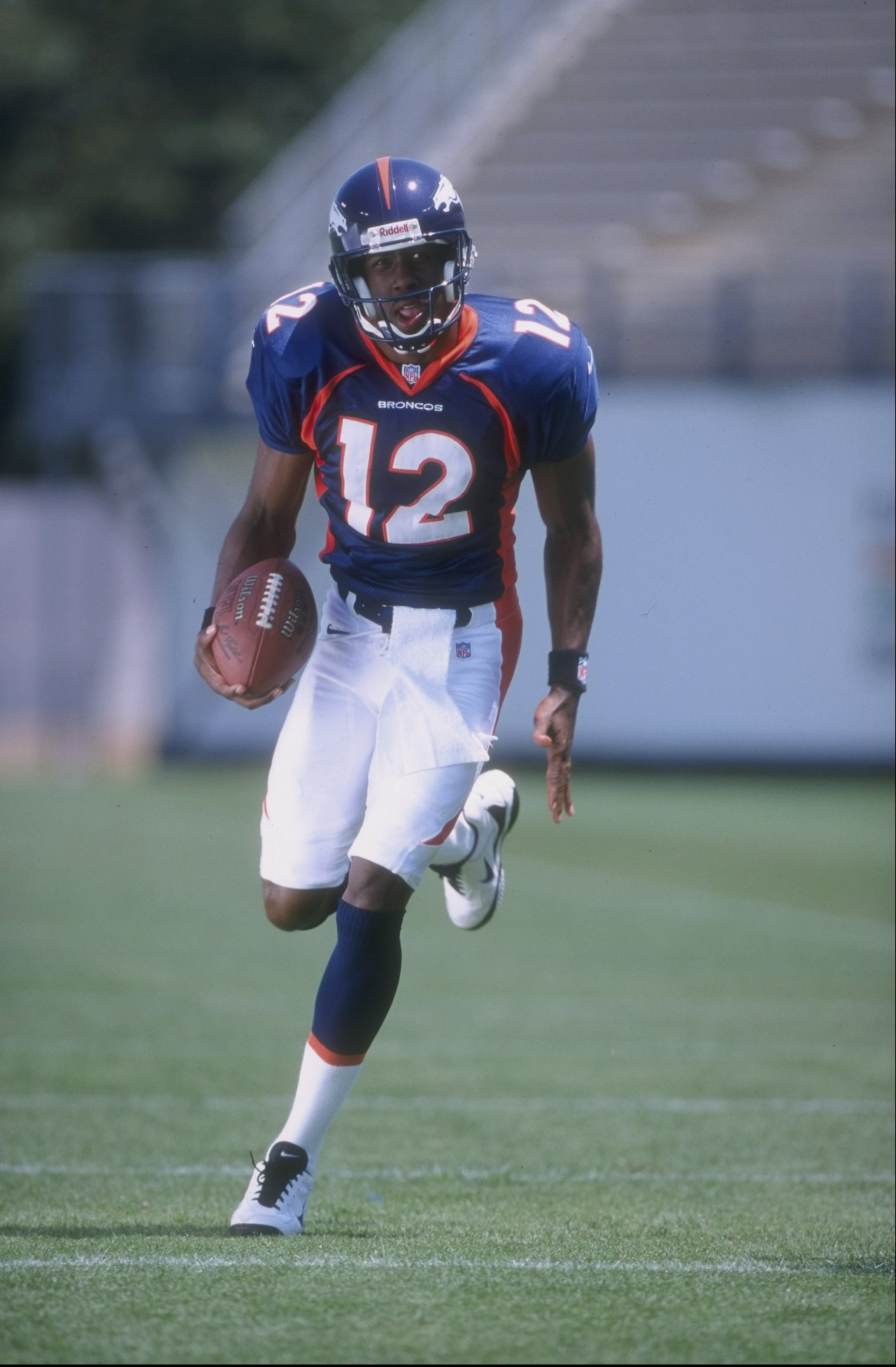 20 May 1998:  Marcus Nash #12 of the Denver Broncos in action during the Pinnacle NFL Rookie Shoot at the Citrus Bowl in Orlando, Florida. Mandatory Credit: Jon Ferry  /Allsport