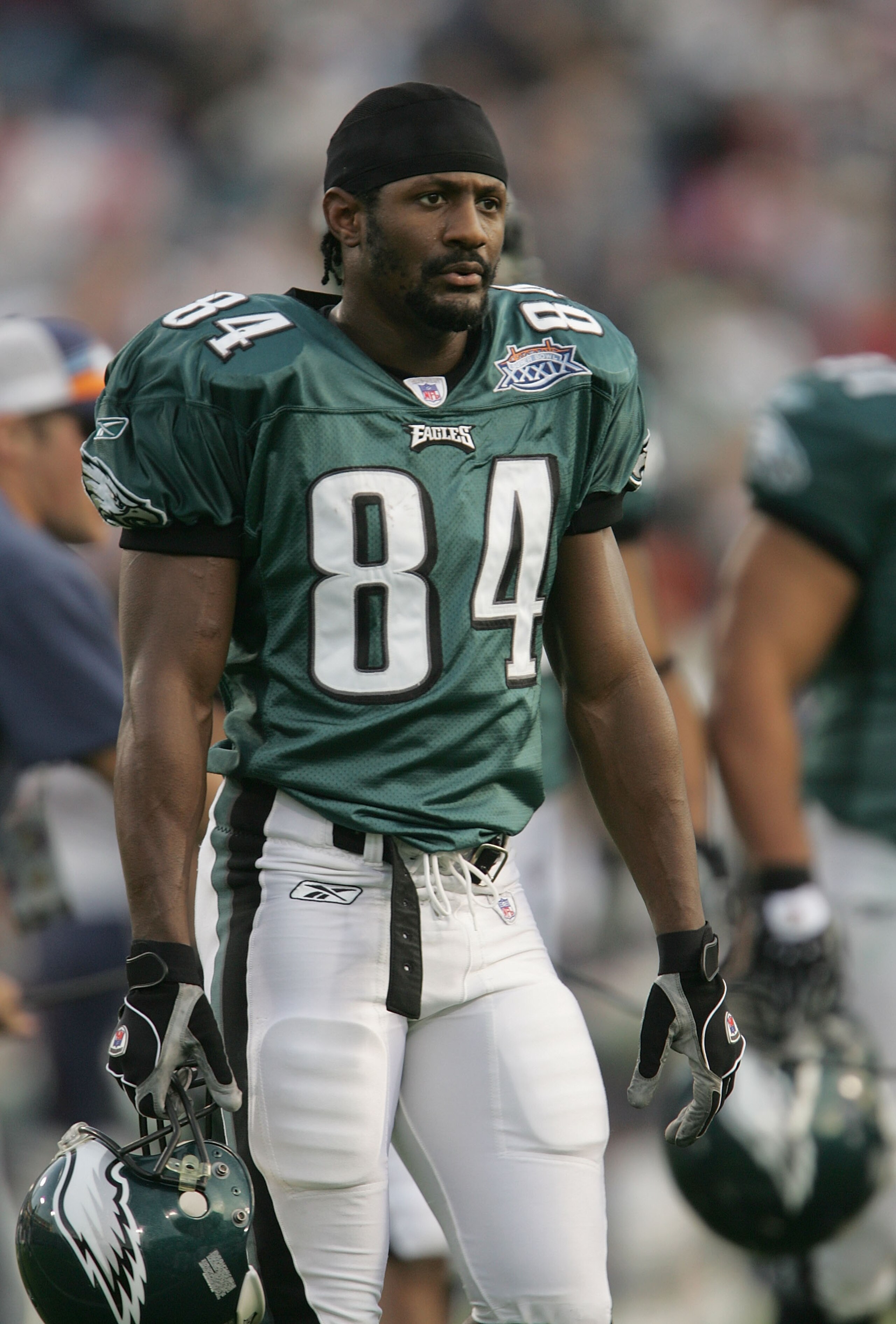 JACKSONVILLE, FL - FEBRUARY 6:  Freddie Mitchell before the start of Super Bowl XXXIX between the New England Patriots and the Philadelphia Eagles at Alltel Stadium on February 6, 2005 in Jacksonville, Florida.  (Photo by Jeff Gross/Getty Images)
