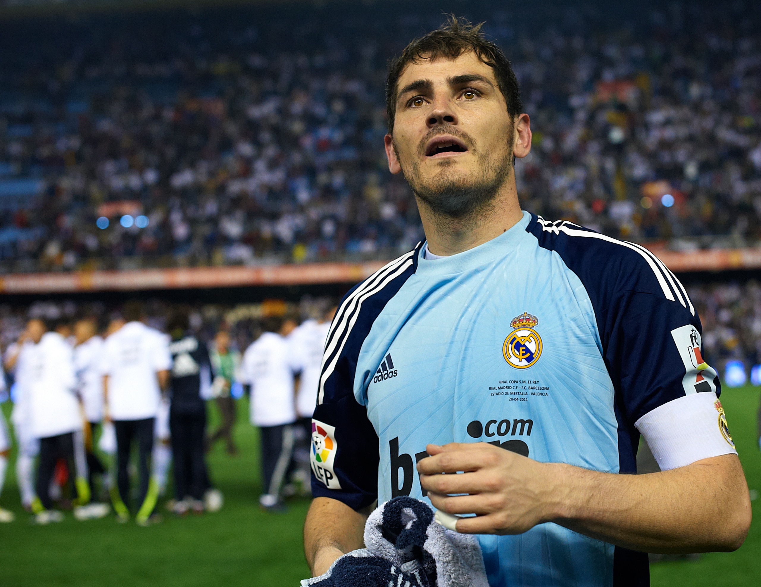 VALENCIA, BARCELONA - APRIL 20:  Iker Casillas of Real Madrid looks on after the Copa del Rey final match between Real Madrid and Barcelona at Estadio Mestalla on April 20, 2011 in Valencia, Spain. Real Madrid won 1-0.  (Photo by Manuel Queimadelos Alonso