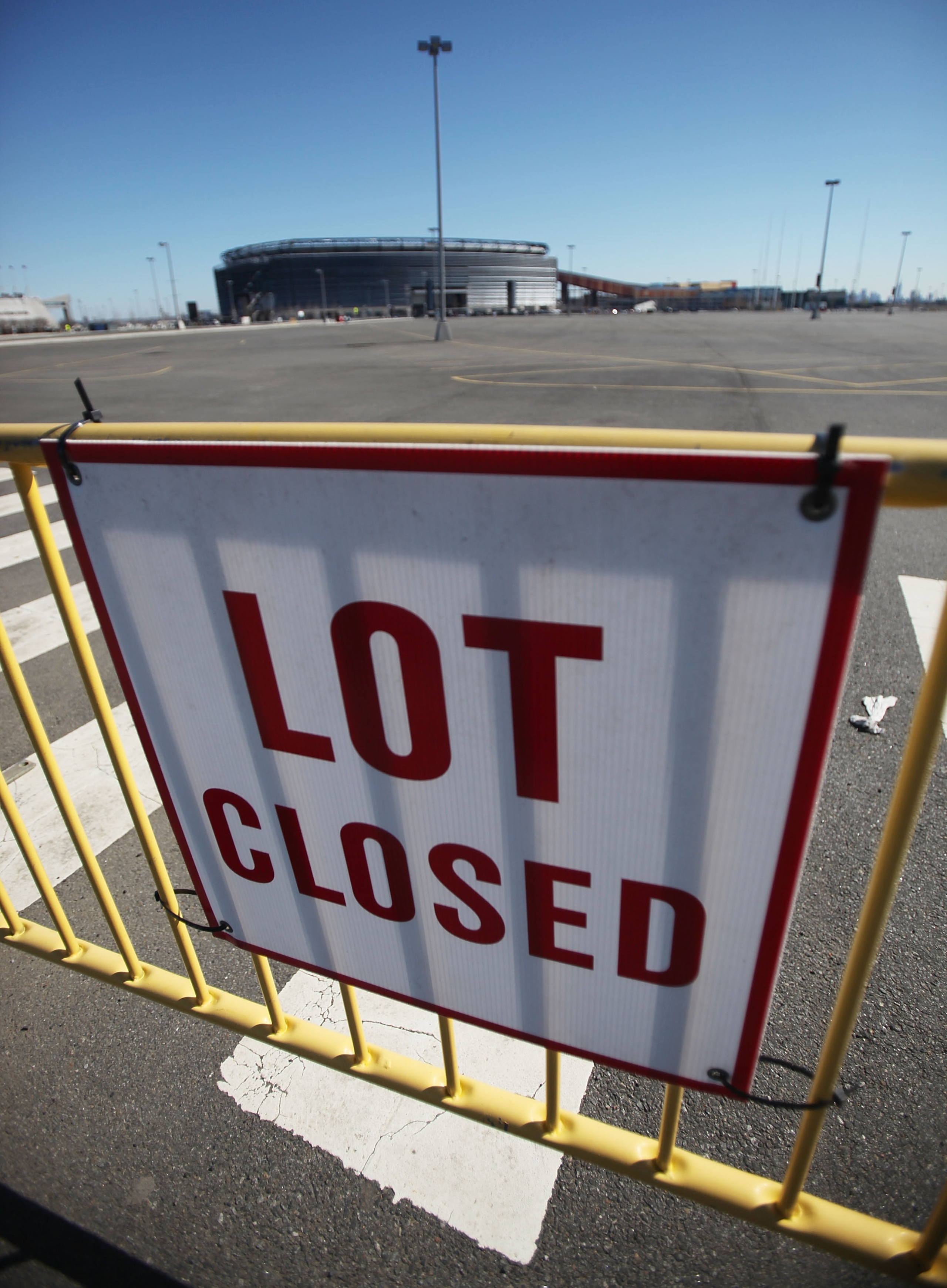 EAST RUTHERFORD, NJ - MARCH 03:  An empty parking lot is seen at New Meadowlands Stadium, home of the NFLÂs New York Jets and New York Giants, March 3, 2011 in East Rutherford, New Jersey. Last minute negotiations between the NFL owners and its players un