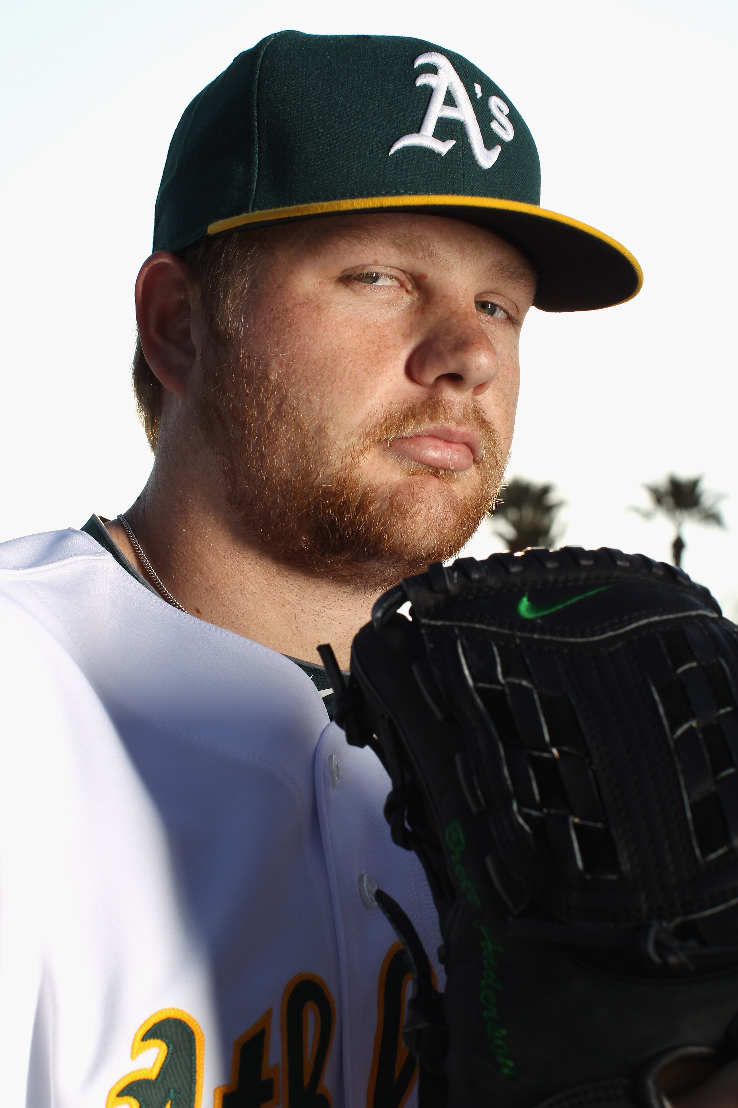 PHOENIX, AZ - FEBRUARY 24:  Brett Anderson #49 of the Oakland Athletics poses for a portrait during media photo day at Phoenix Municipal Stadium on February 24, 2011 in Phoenix, Arizona.  (Photo by Ezra Shaw/Getty Images)