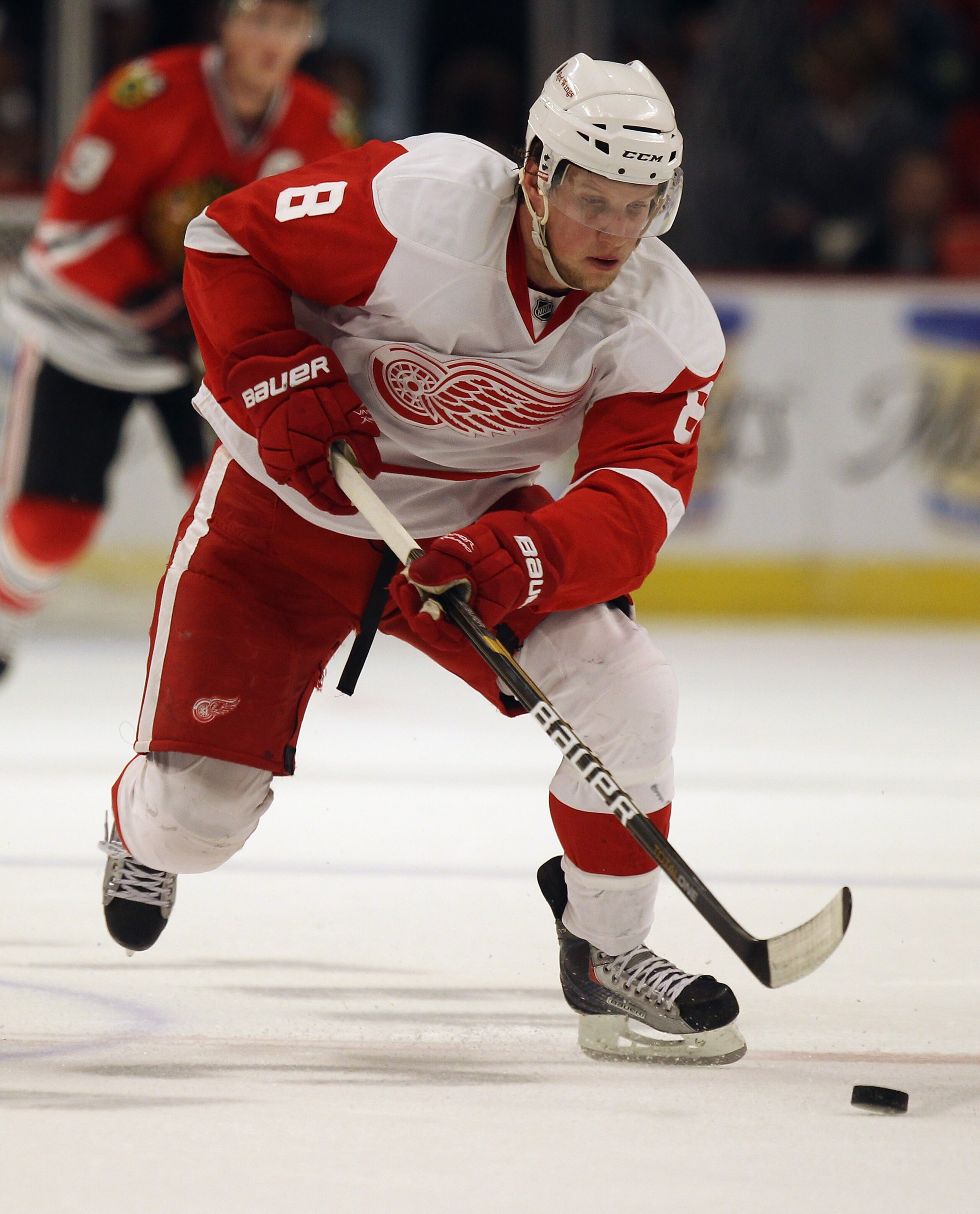 CHICAGO, IL - APRIL 10: Justin Abdelkader #8 of the Detroit Red Wings moves to the puck against the Chicago Blackhawks at the United Center on April 10, 2011 in Chicago, Illinois. The Red Wings defeated the Blackhawks 4-3. (Photo by Jonathan Daniel/Getty CHICAGO, IL - APRIL 10: Justin Abdelkader #8 of the Detroit Red Wings moves to the puck against the Chicago Blackhawks at the United Center on April 10, 2011 in Chicago, Illinois. The Red Wings defeated the Blackhawks 4-3. (Photo by Jonathan Daniel/Getty