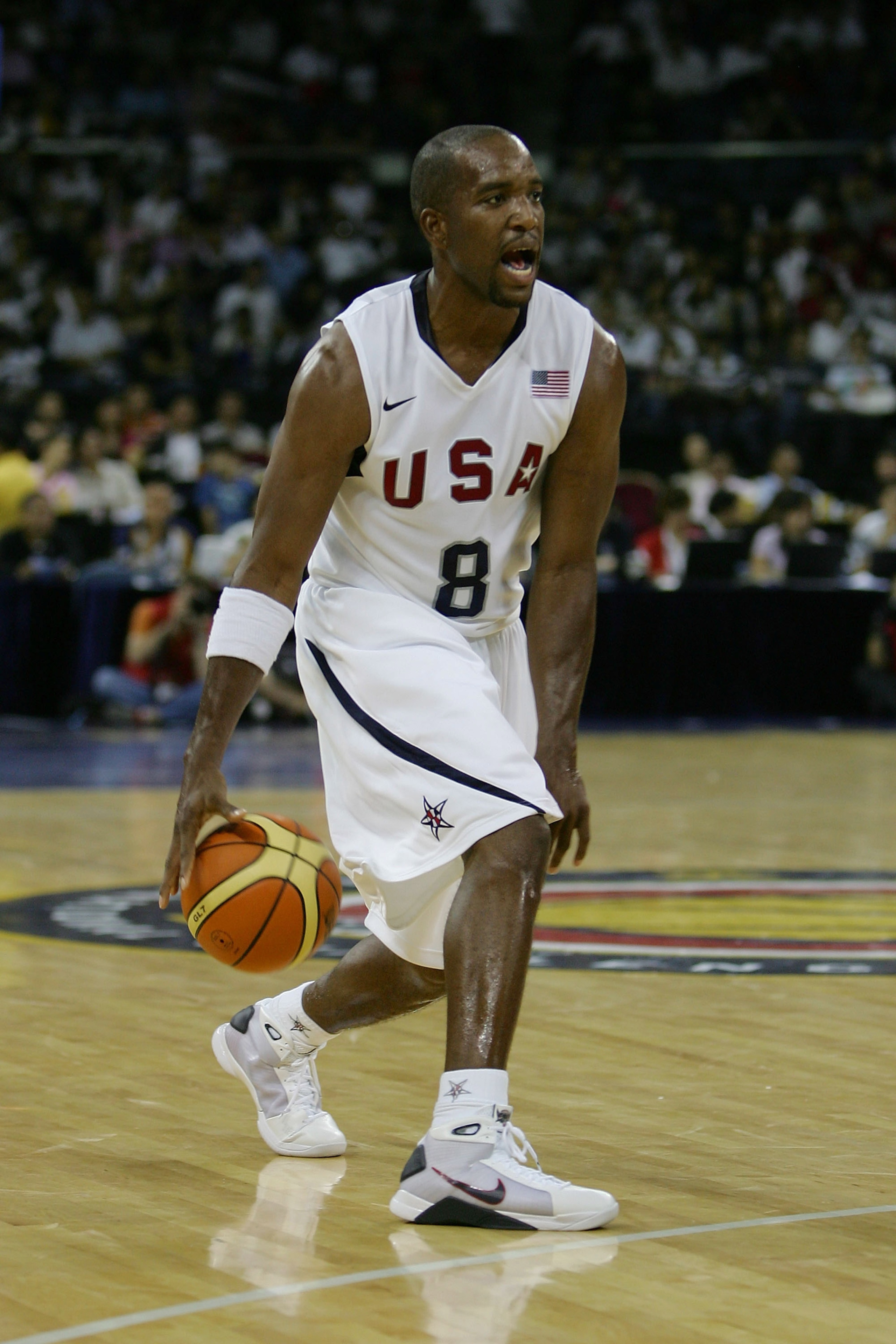 MACAU, CHINA - JULY 31: Michael Redd #8 of the USA Basketball Men's Senior National Team dribbles the basketball against the Turkey National Team during the USA Basketball International Challenge exhibition game at the Coati Strip Cotai Arena July 31, 20 MACAU, CHINA - JULY 31: Michael Redd #8 of the USA Basketball Men's Senior National Team dribbles the basketball against the Turkey National Team during the USA Basketball International Challenge exhibition game at the Coati Strip Cotai Arena July 31, 20