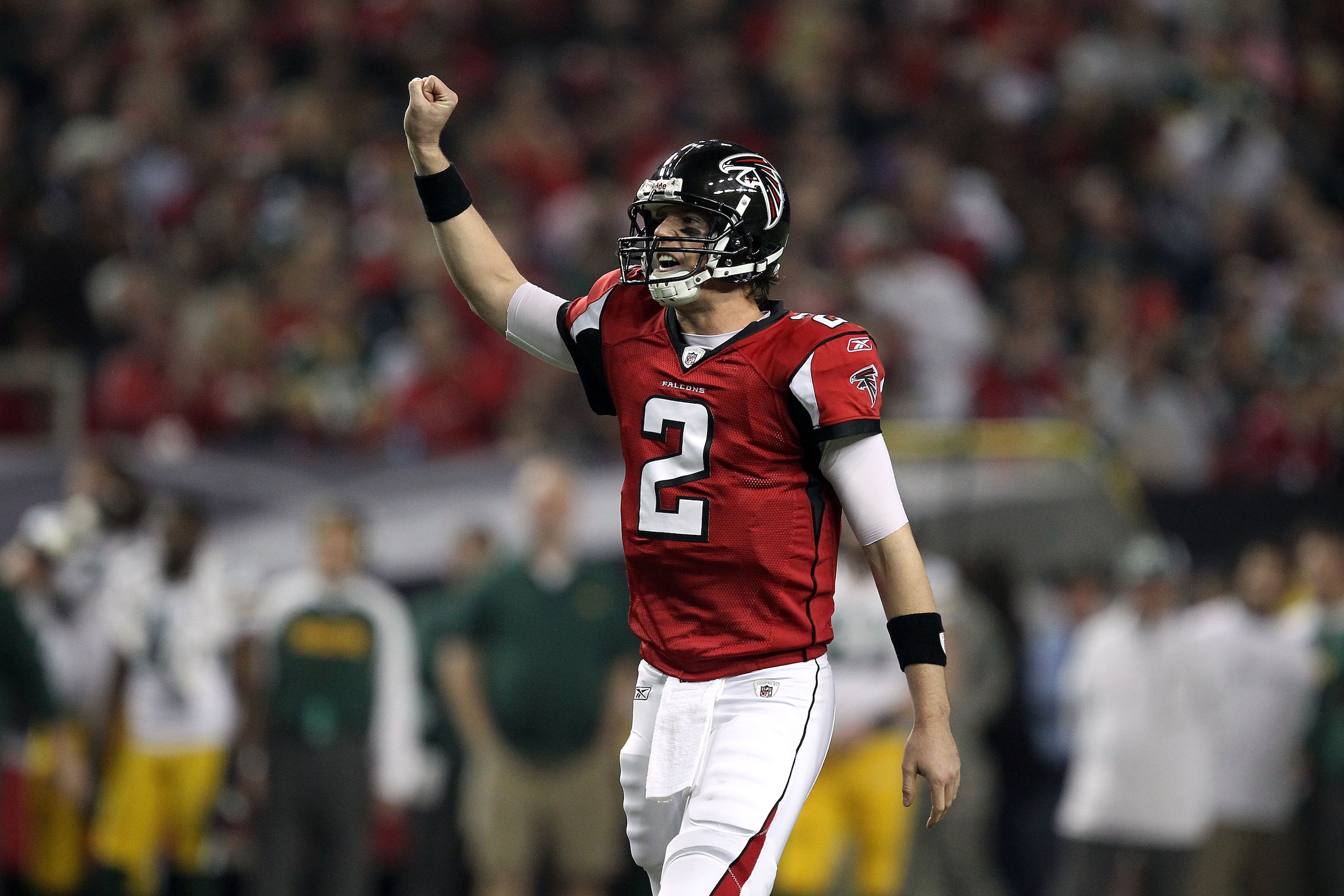 ATLANTA, GA - JANUARY 15: Quarterback Matt Ryan #2 of the Atlanta Falcons gestures against the Green Bay Packers during their 2011 NFC divisional playoff game at Georgia Dome on January 15, 2011 in Atlanta, Georgia. (Photo by Streeter Lecka/Getty Images ATLANTA, GA - JANUARY 15: Quarterback Matt Ryan #2 of the Atlanta Falcons gestures against the Green Bay Packers during their 2011 NFC divisional playoff game at Georgia Dome on January 15, 2011 in Atlanta, Georgia. (Photo by Streeter Lecka/Getty Images