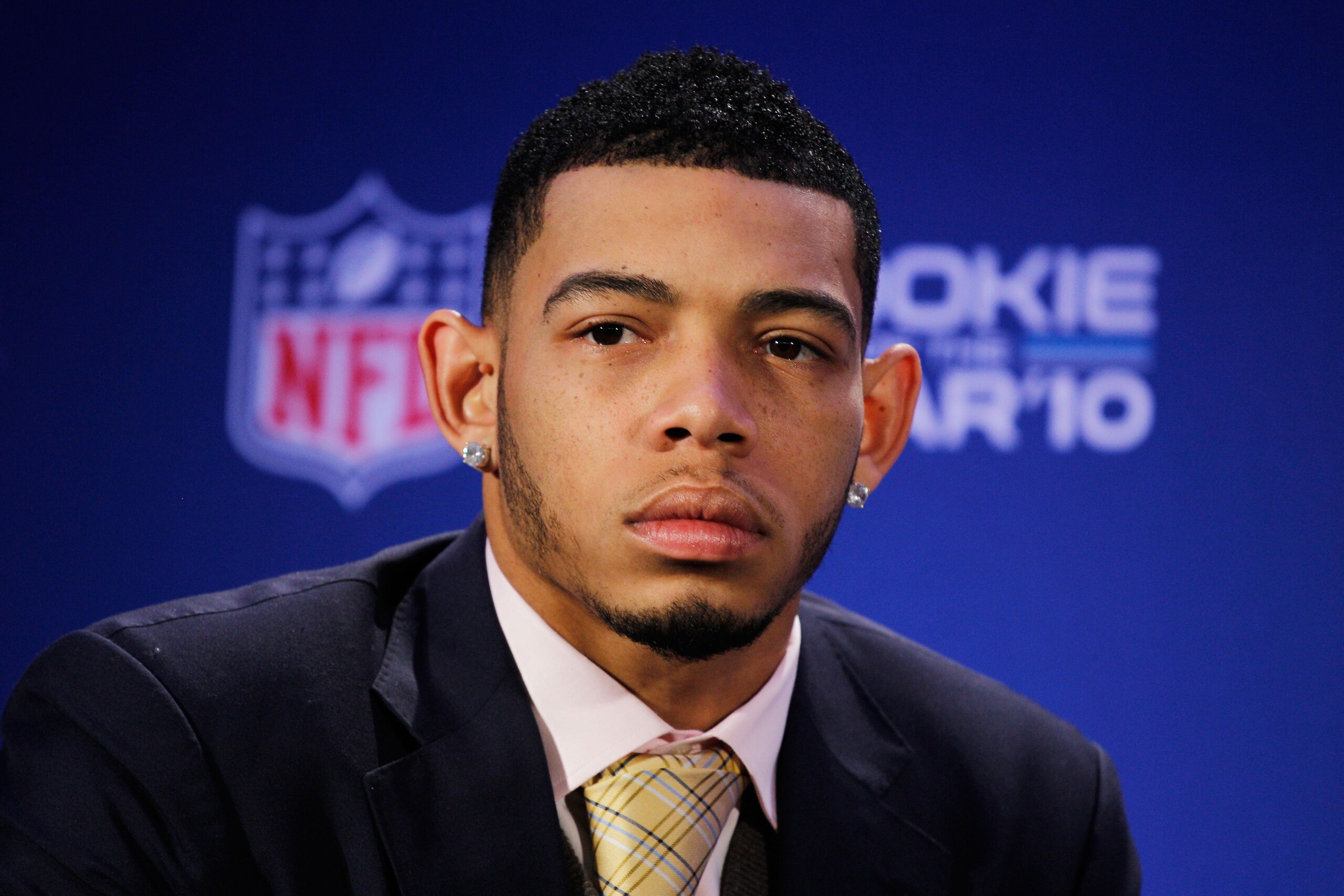 DALLAS, TX - FEBRUARY 03:  Joe Haden #23 of the Cleveland Browns attends a press conference where Ndamukong Suh #90 of the Detroit Lions was awarded Pepsi's 2010 NFL Rookie of the Year Award at the Super Bowl XLV media center on February 3, 2011 in Dallas