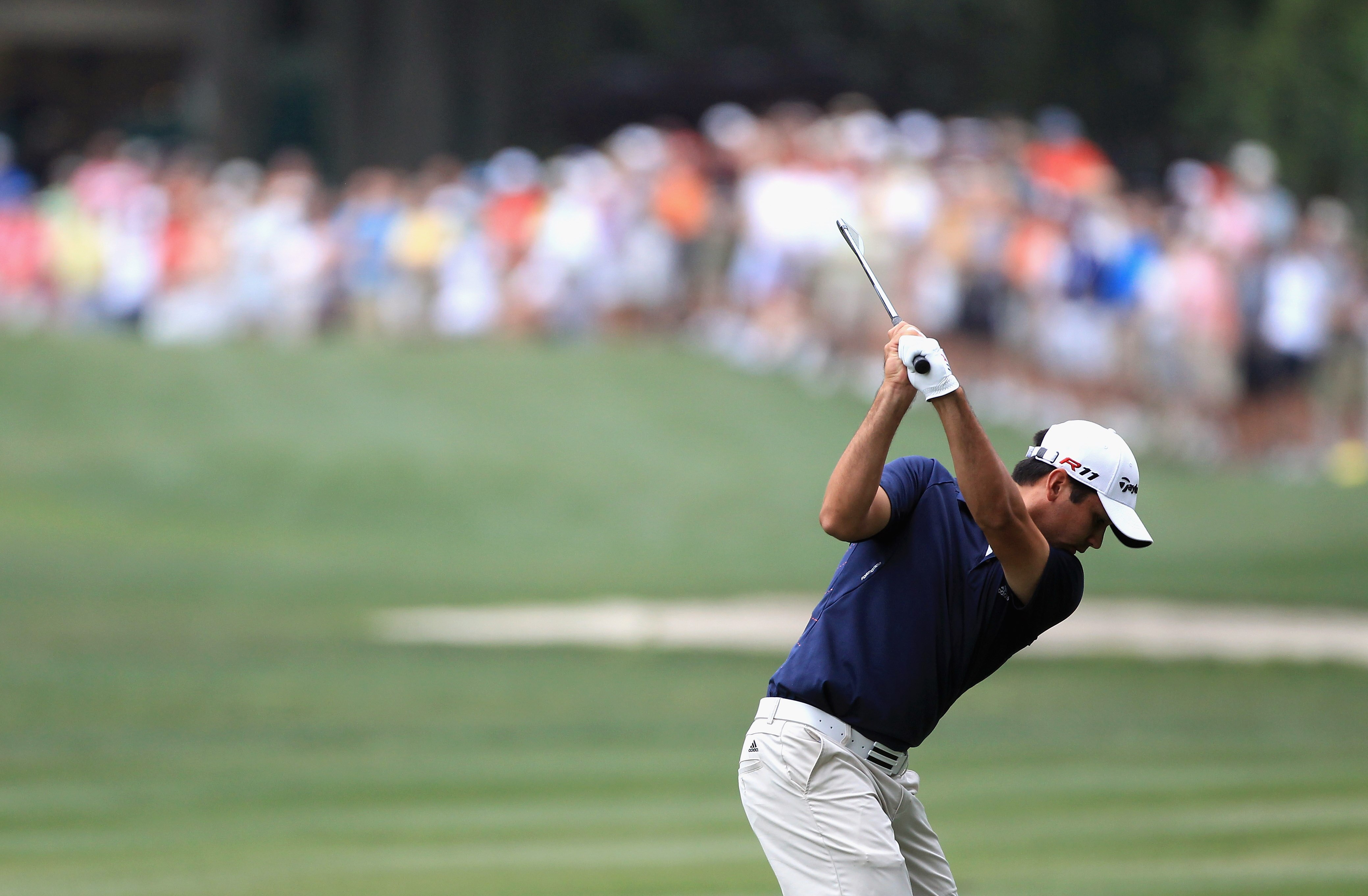 HILTON HEAD ISLAND, SC - APRIL 22:  Jason Day of Australia hits a shot on the 8th hole during the second round of The Heritage at Harbour Town Golf Links on April 22, 2011 in Hilton Head Island, South Carolina.  (Photo by Streeter Lecka/Getty Images)