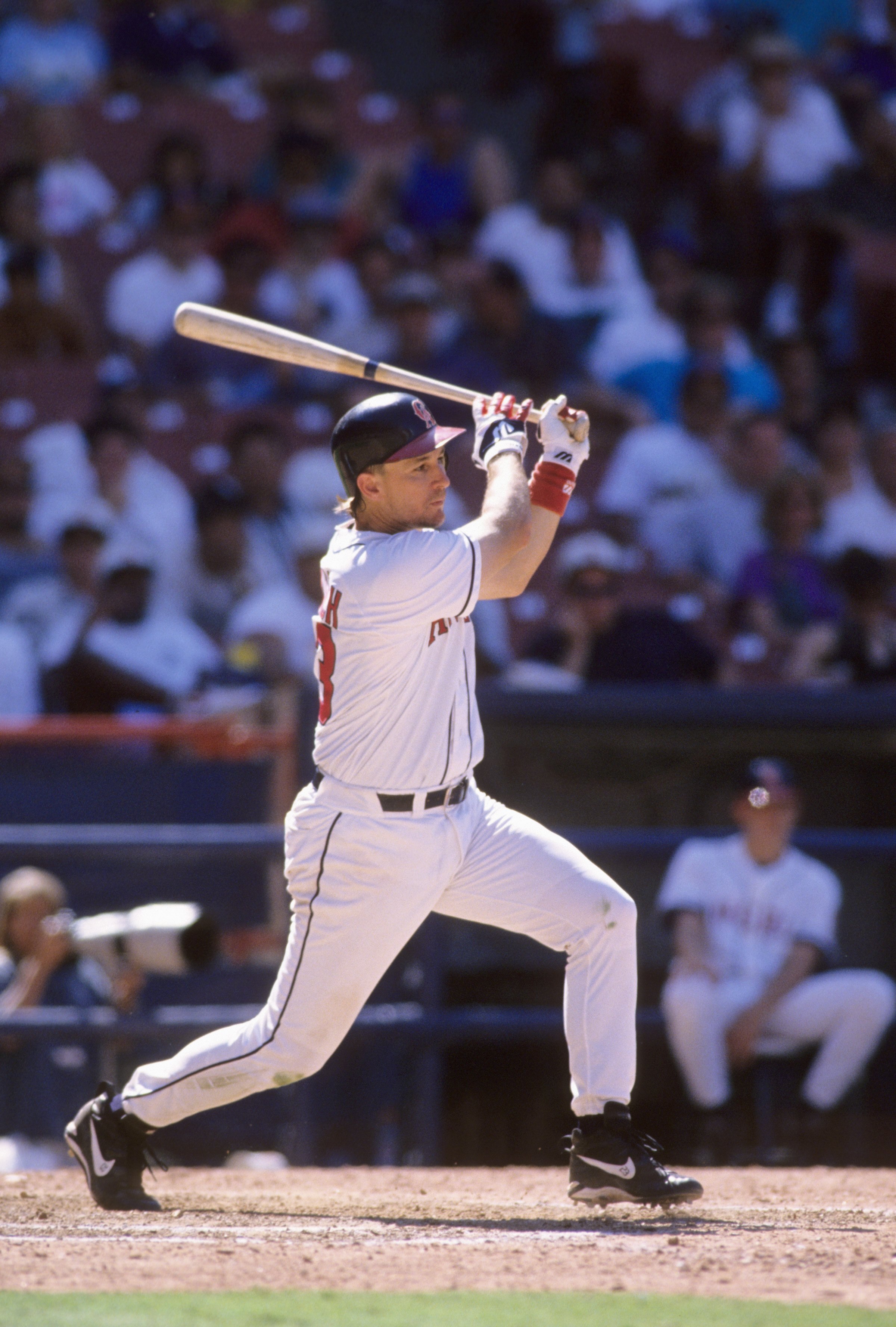 ANAHEIM, CA - JUNE 19:  Tim Wallach #23 of the California Angels bats during the game against the Chicago White Sox at Anaheim Stadium on June 19, 1996 in Anaheim, California. (Photo by Stephen Dunn/Getty Images)
