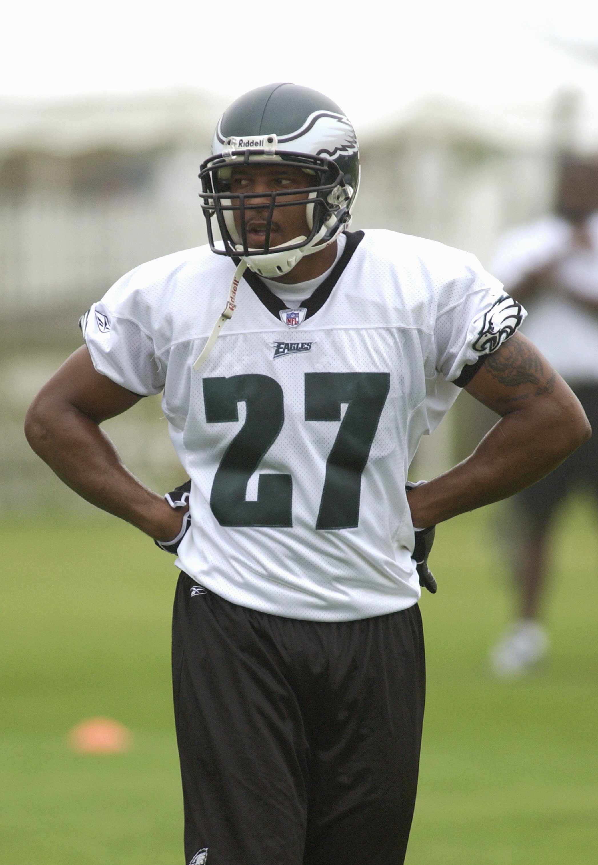 BETHLEHEM, PA - JULY 30:  Strong safety Norman LeJeune #27 of the Philadelphia Eagles during training camp on July 30, 2004 at Lehigh University in Bethlehem, Pennsylvania. (Photo by Greg Fiume/Getty Images)