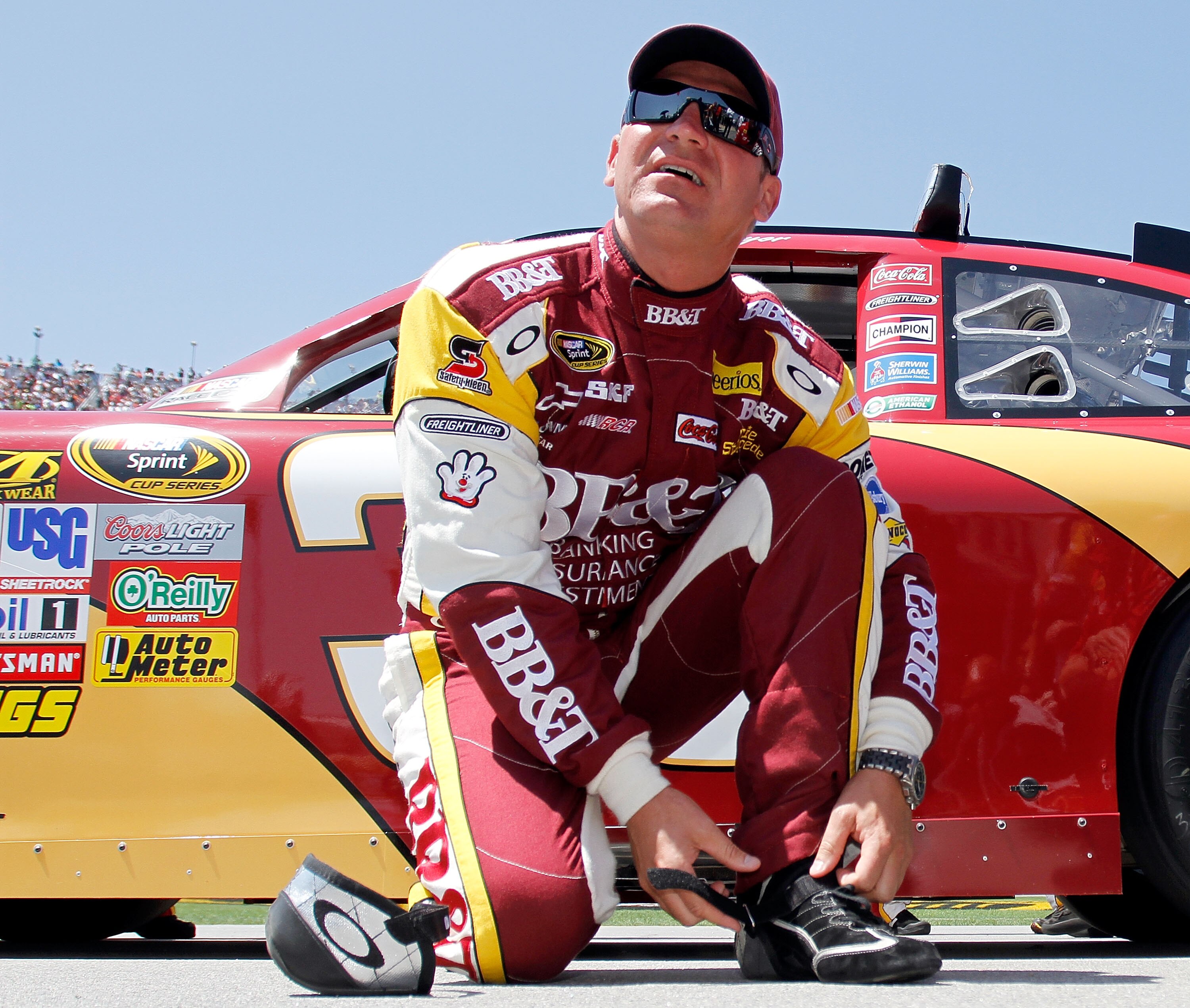 TALLADEGA, AL - APRIL 17:  Clint Bowyer, driver of the #33 BB&T Chevrolet, prepares to drive before the NASCAR Sprint Cup Series Aaron's 499 at Talladega Superspeedway on April 17, 2011 in Talladega, Alabama.  (Photo by Jason Smith/Getty Images for NASCAR