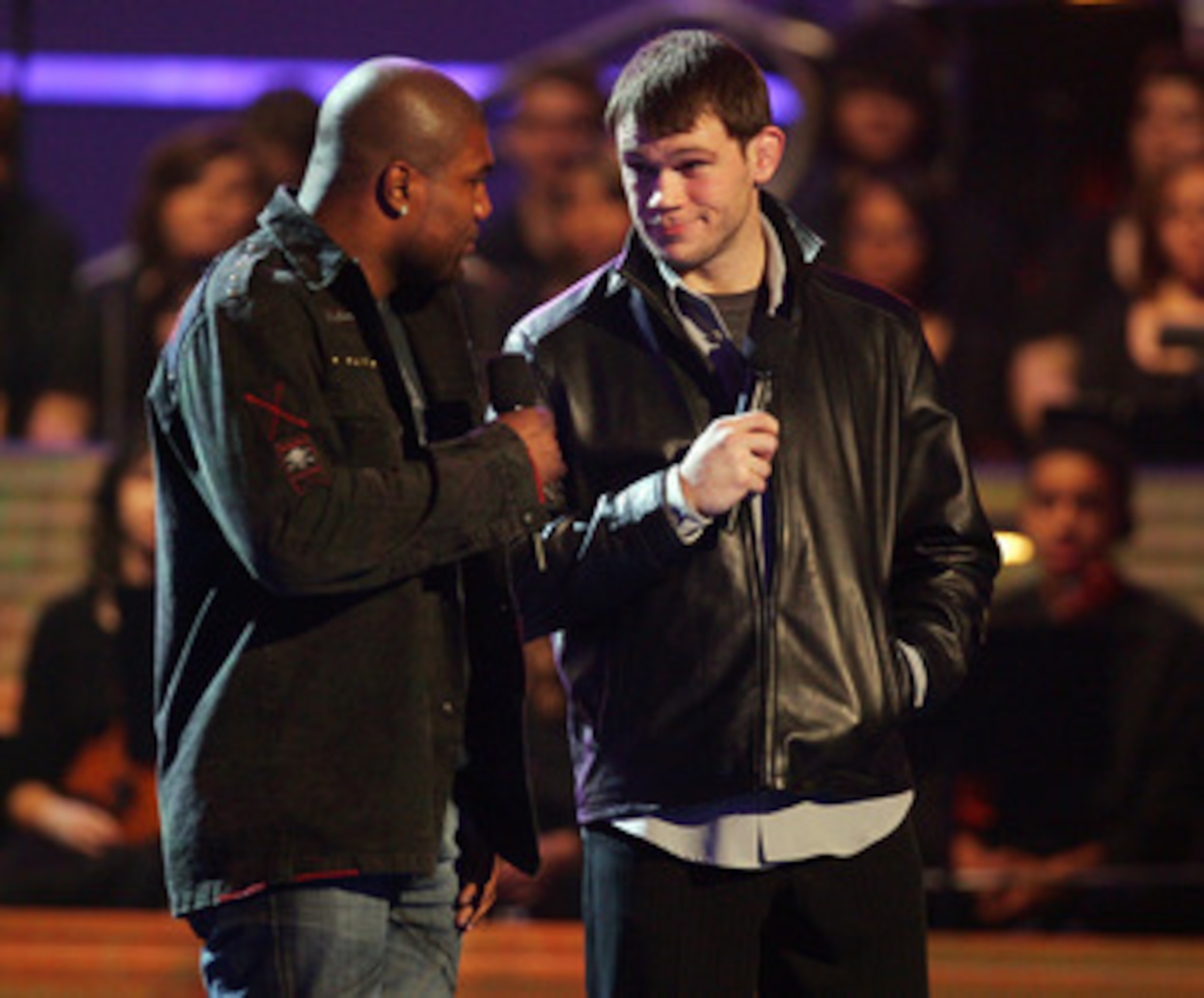 LAS VEGAS - DECEMBER 07: FC Light Heavyweight Mixed Martial Arts Champion Quinton 'Rampage' Jackson (L) and mixed martial arts fighter Forrest Griffin speak at Spike TV's 2007 'Video Game Awards' at the Mandalay Bay Events Center on December 7, 2007 in L LAS VEGAS - DECEMBER 07: FC Light Heavyweight Mixed Martial Arts Champion Quinton 'Rampage' Jackson (L) and mixed martial arts fighter Forrest Griffin speak at Spike TV's 2007 'Video Game Awards' at the Mandalay Bay Events Center on December 7, 2007 in L