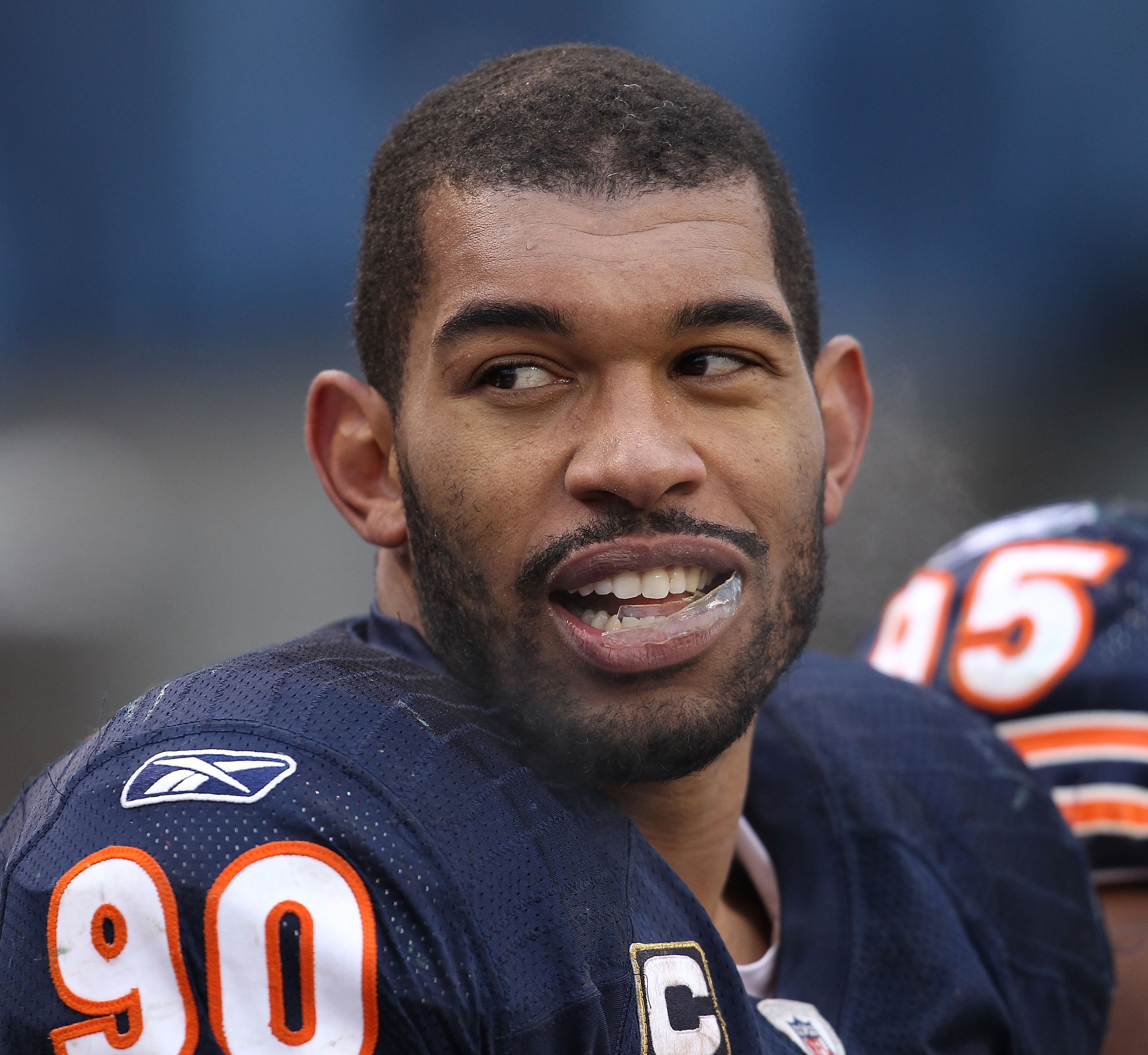 CHICAGO, IL - DECEMBER 26: Julius Peppers #90 of the Chicago Bears talks with a teammate on the bench during a game against the New York Jets at Soldier Field on December 26, 2010 in Chicago, Illinois. The Bears defeated the Jets 38-34. (Photo by Jonathan CHICAGO, IL - DECEMBER 26: Julius Peppers #90 of the Chicago Bears talks with a teammate on the bench during a game against the New York Jets at Soldier Field on December 26, 2010 in Chicago, Illinois. The Bears defeated the Jets 38-34. (Photo by Jonathan
