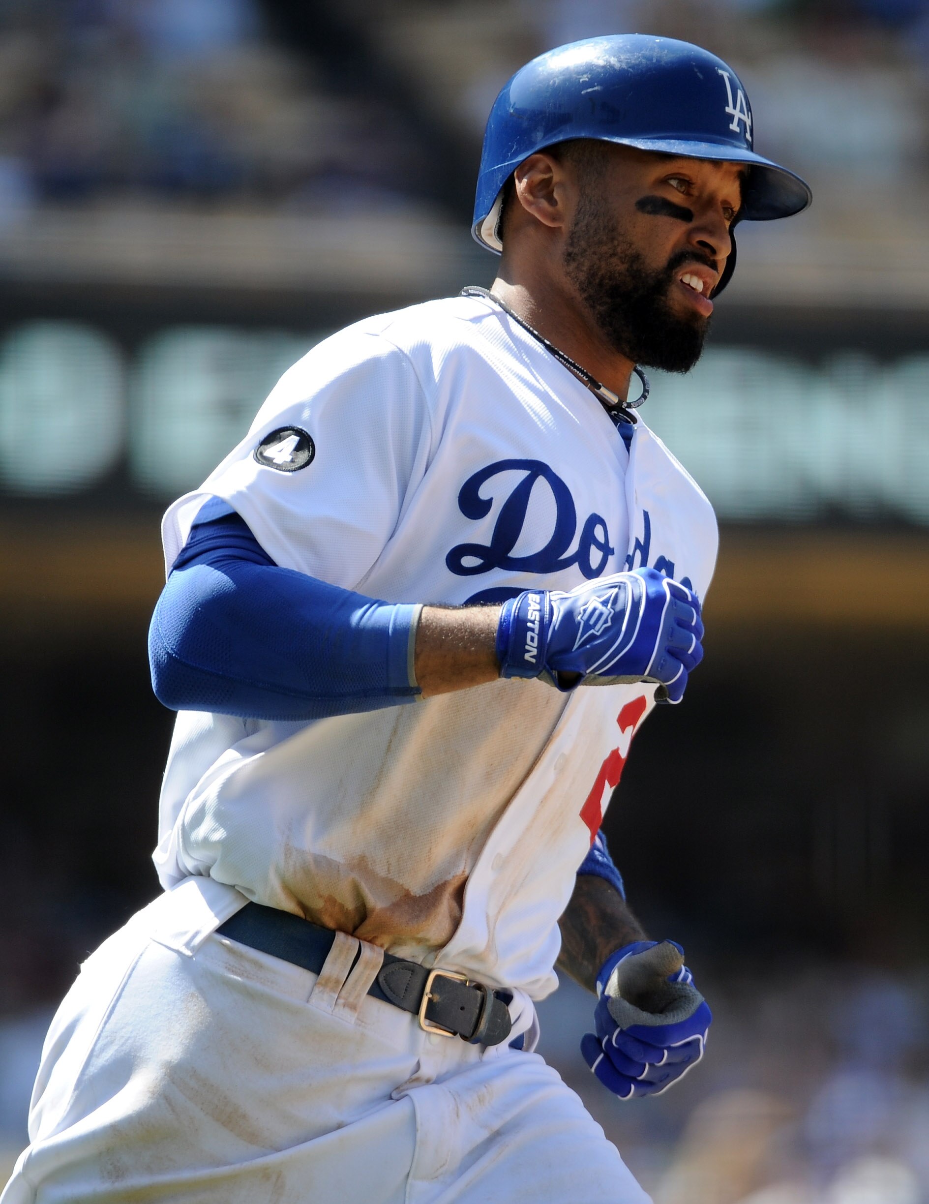 LOS ANGELES, CA - APRIL 17:  Matt Kemp #27 of the Los Angeles Dodgers runs to first base during the game against the St Louis Cardinals at Dodger Stadium on April 17, 2011 in Los Angeles, California.  (Photo by Harry How/Getty Images)