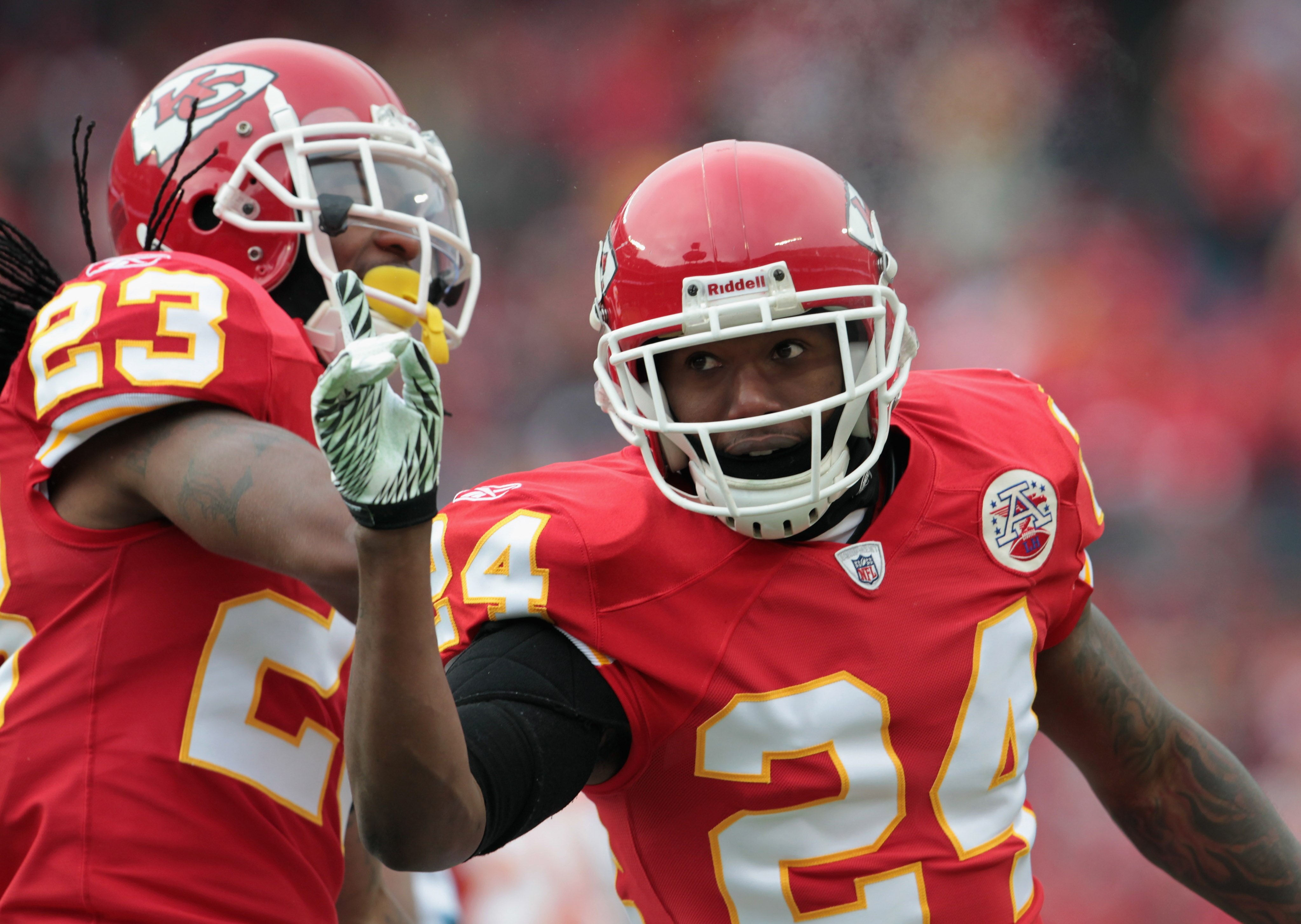 KANSAS CITY, MO - DECEMBER 26:  Brandon Flowers #24 of the Kansas City Chiefs in action during the game against the Tennessee Titans on December 26, 2010 at Arrowhead Stadium in Kansas City, Missouri.  (Photo by Jamie Squire/Getty Images)