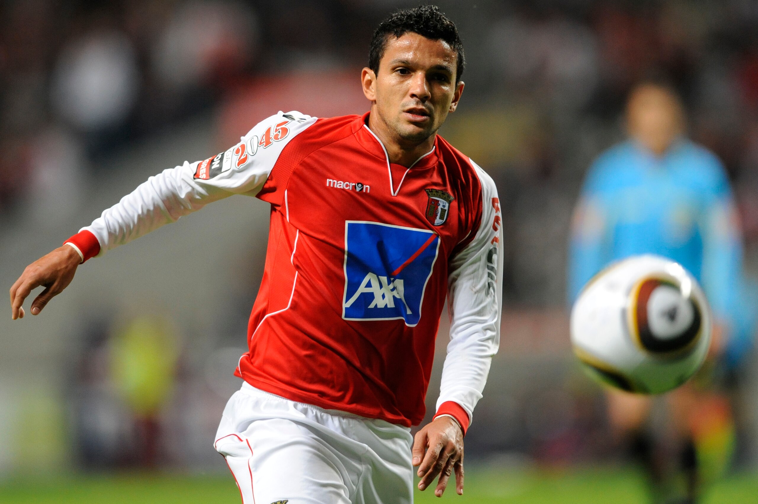 BRAGA, PORTUGAL - OCTOBER 23:  Matheus of SC Braga in action during the Portuguese Primeira Liga match between SC Braga and SC Olhanense held on October 23, 2010 at the Estadio Axa, in Braga, Portugal. SC Braga won the match 3-1. (Photo by Fernando Veludo