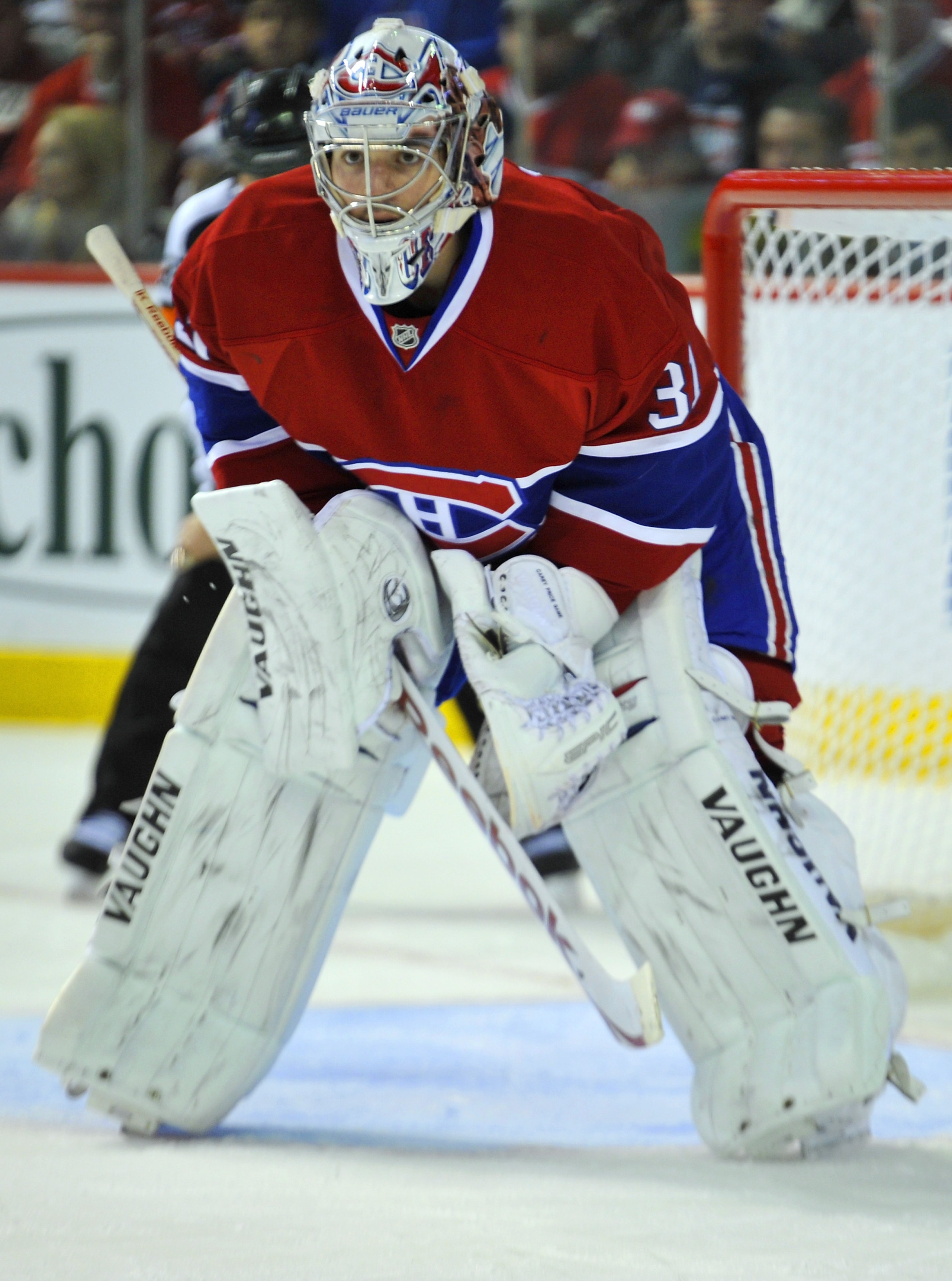 MONTREAL, CANADA - APRIL 18:  Carey Price #31 of the Montreal Canadiens waits for the puck to drop at a faceoff during Game Three of the Eastern Conference Quarterfinals against the Boston Bruins during the 2011 NHL Stanley Cup Playoffs at the Bell Centre