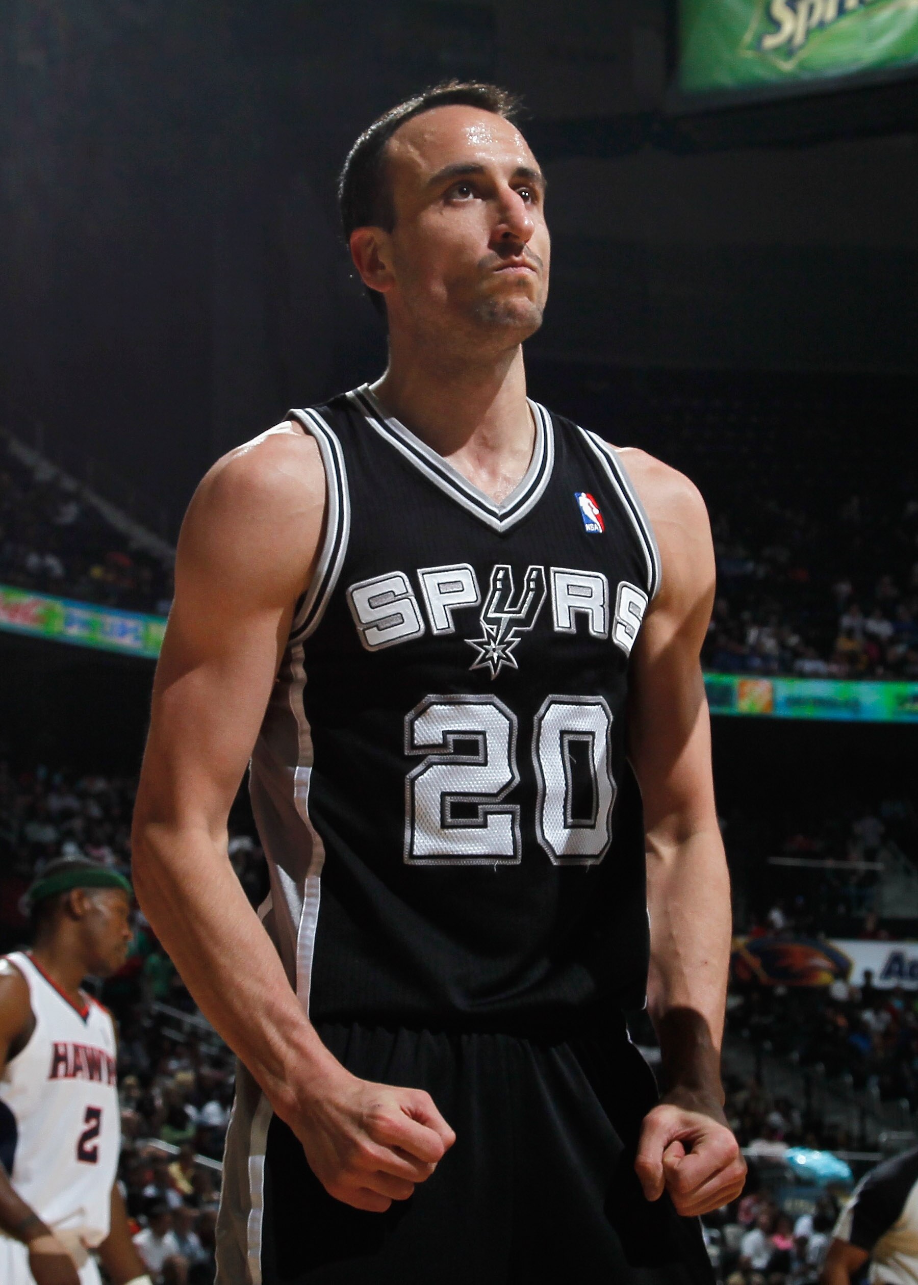 ATLANTA, GA - APRIL 05:  Manu Ginobili #20 of the San Antonio Spurs against the Atlanta Hawks at Philips Arena on April 5, 2011 in Atlanta, Georgia.  NOTE TO USER: User expressly acknowledges and agrees that, by downloading and/or using this Photograph, u