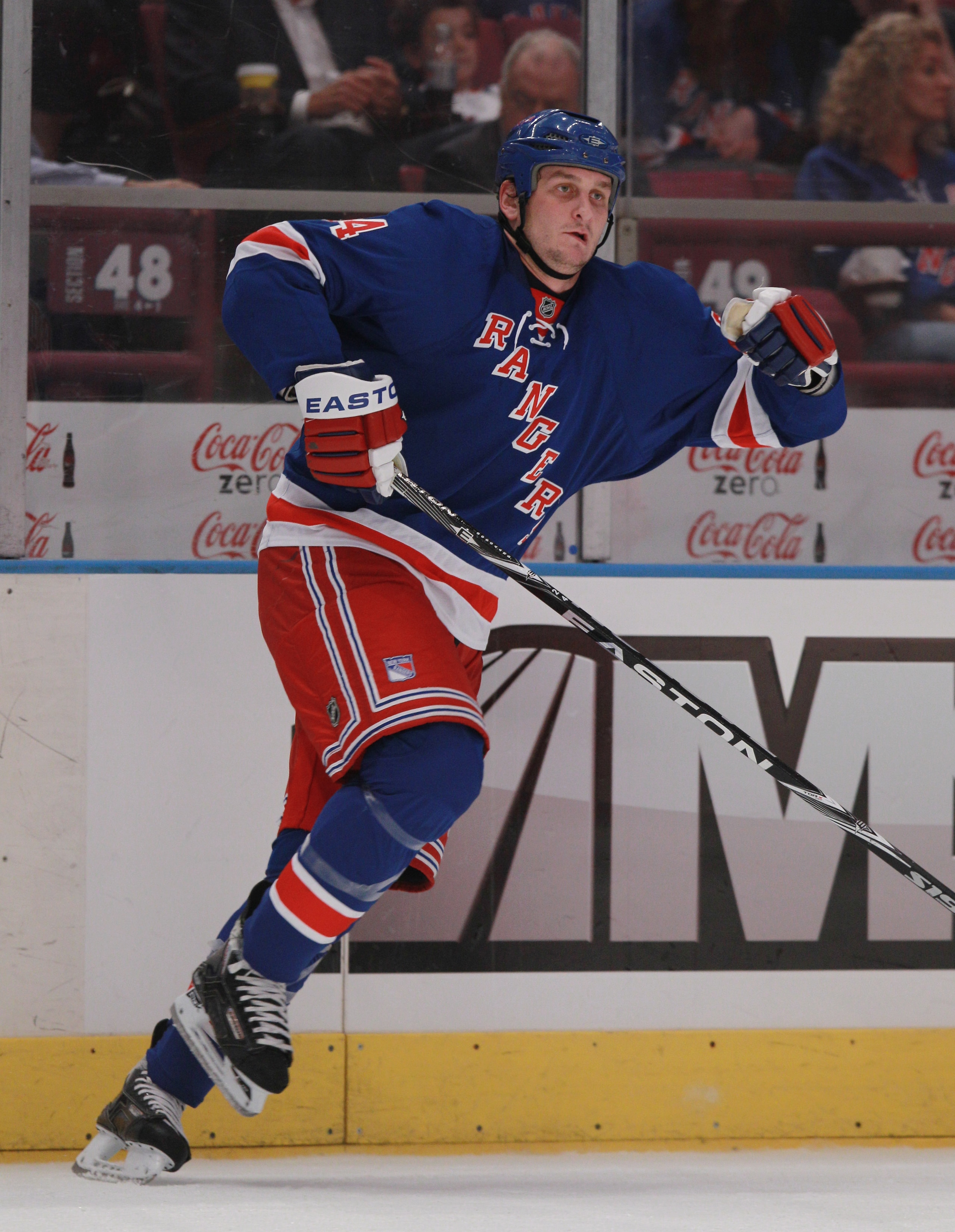 NEW YORK - SEPTEMBER 29: Derek Boogaard #94 of the New York Rangers skates against the Detroit Red Wings at Madison Square Garden on September 29, 2010 in New York City. The Rangers defeated the Red Wings 5-1. (Photo by Bruce Bennett/Getty Images) NEW YORK - SEPTEMBER 29: Derek Boogaard #94 of the New York Rangers skates against the Detroit Red Wings at Madison Square Garden on September 29, 2010 in New York City. The Rangers defeated the Red Wings 5-1. (Photo by Bruce Bennett/Getty Images)