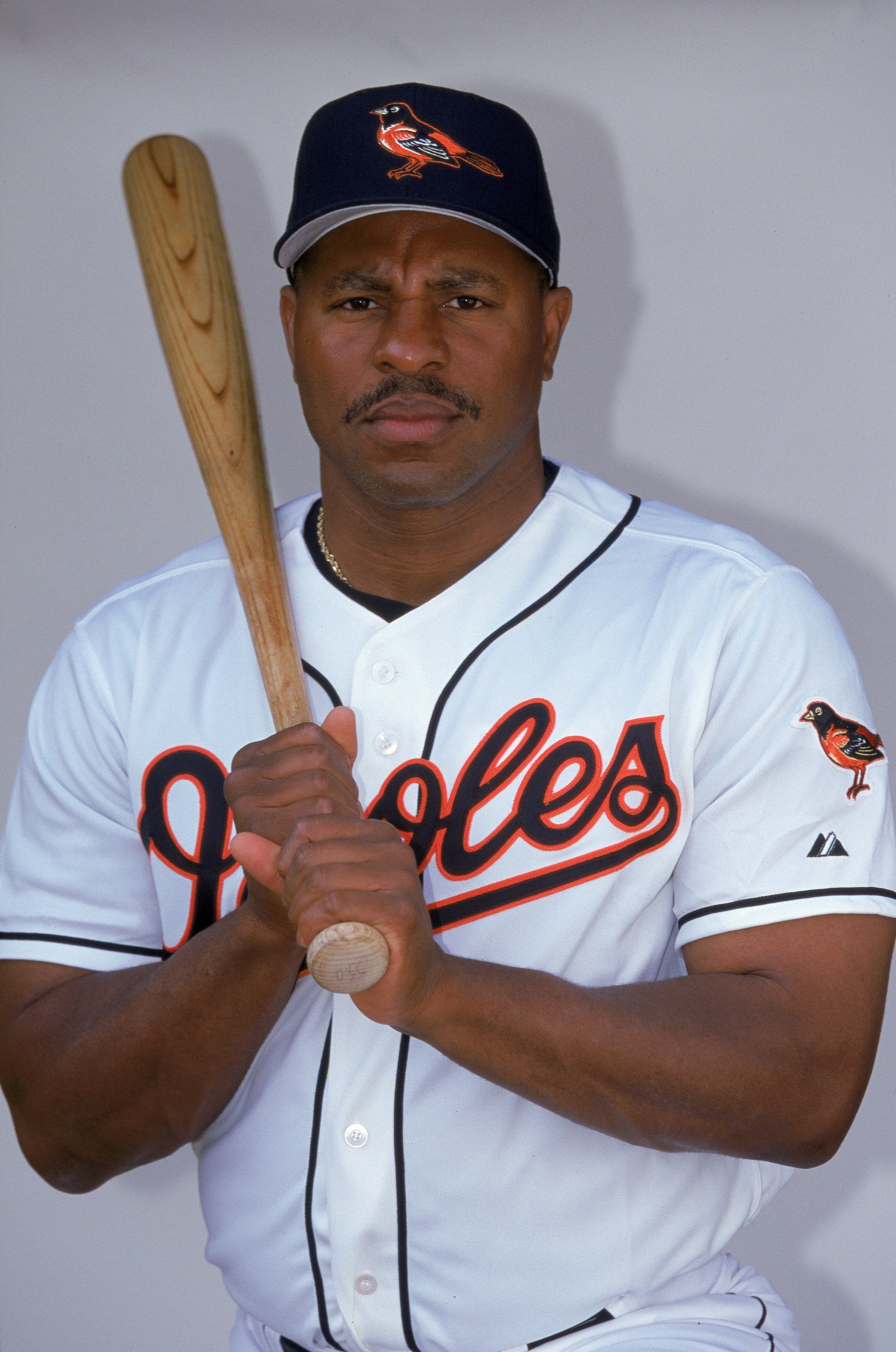 28 Feb 2000: Outfielder Albert Belle #88 of the Baltimore Orioles poses for a studio portrait during Spring Training Photo Day in Ft. Lauderdale, Florida. Mandatory Credit: Eliot J. Schechter  /Allsport