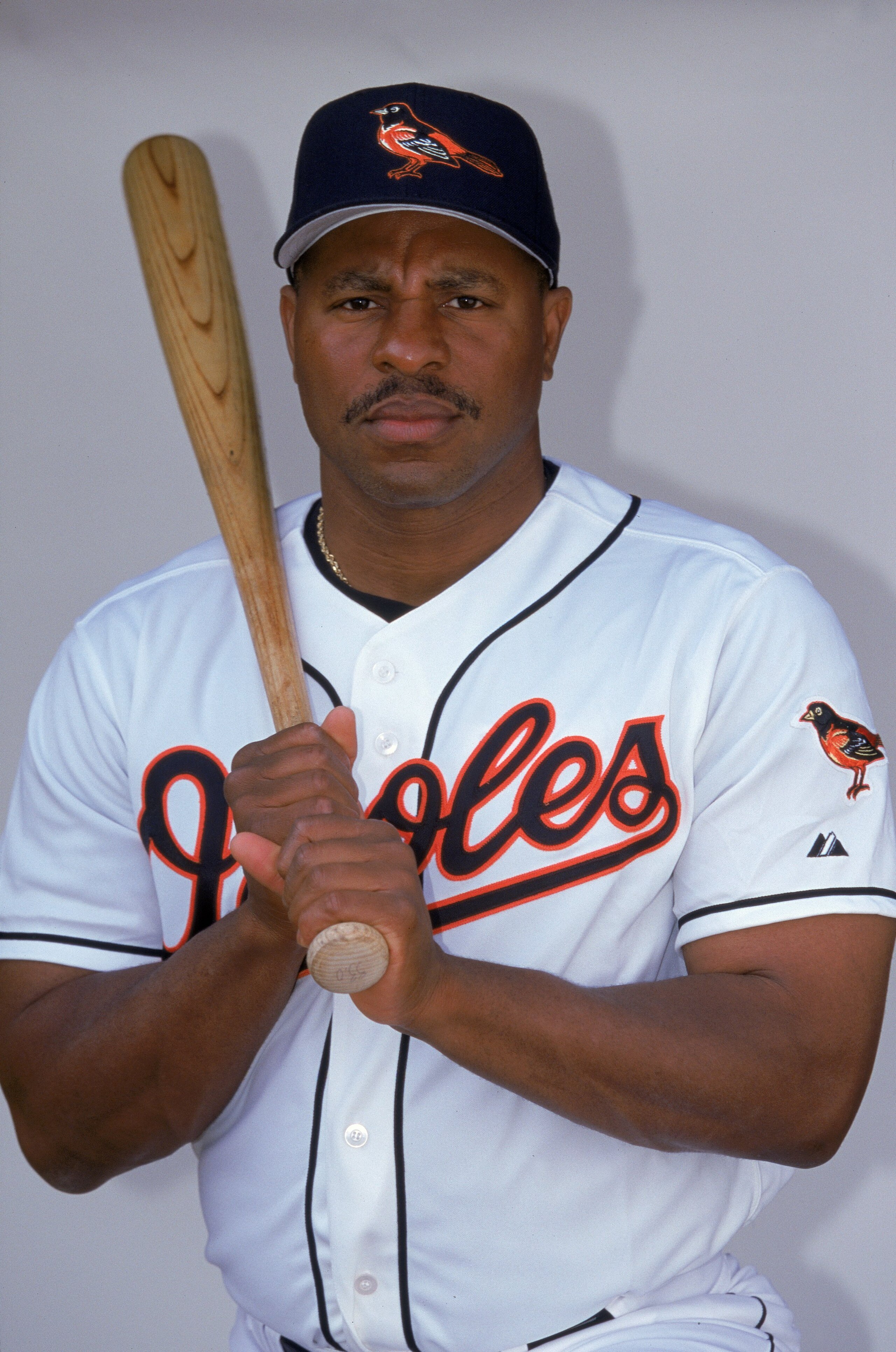 28 Feb 2000: Outfielder Albert Belle #88 of the Baltimore Orioles poses for a studio portrait during Spring Training Photo Day in Ft. Lauderdale, Florida. Mandatory Credit: Eliot J. Schechter  /Allsport