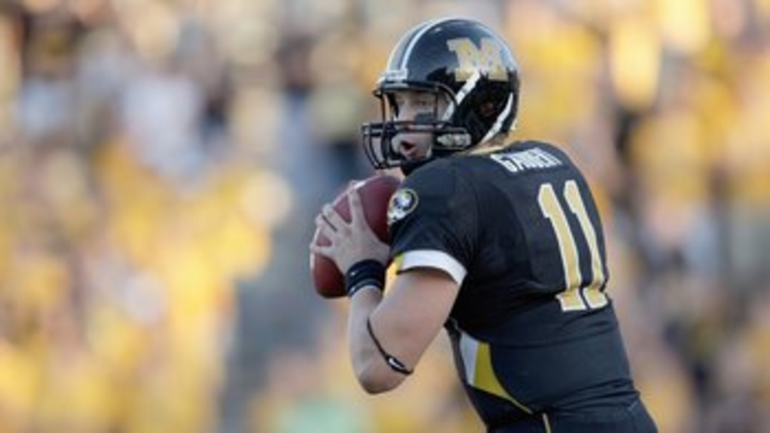 COLUMBIA, MO - NOVEMBER 7: Quarterback Blaine Gabbert #11 of the Missouri Tigers looks to pass during the game against the Baylor Bears at Faurot Field/Memorial Stadium on November 7, 2009 in Columbia, Missouri. (Photo by Jamie Squire/Getty Images) COLUMBIA, MO - NOVEMBER 7: Quarterback Blaine Gabbert #11 of the Missouri Tigers looks to pass during the game against the Baylor Bears at Faurot Field/Memorial Stadium on November 7, 2009 in Columbia, Missouri. (Photo by Jamie Squire/Getty Images)