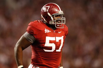 TUSCALOOSA, AL - NOVEMBER 07:  Marcell Dareus #57 of the Alabama Crimson Tide against the Louisiana State University Tigers at Bryant-Denny Stadium on November 7, 2009 in Tuscaloosa, Alabama.  (Photo by Kevin C. Cox/Getty Images)