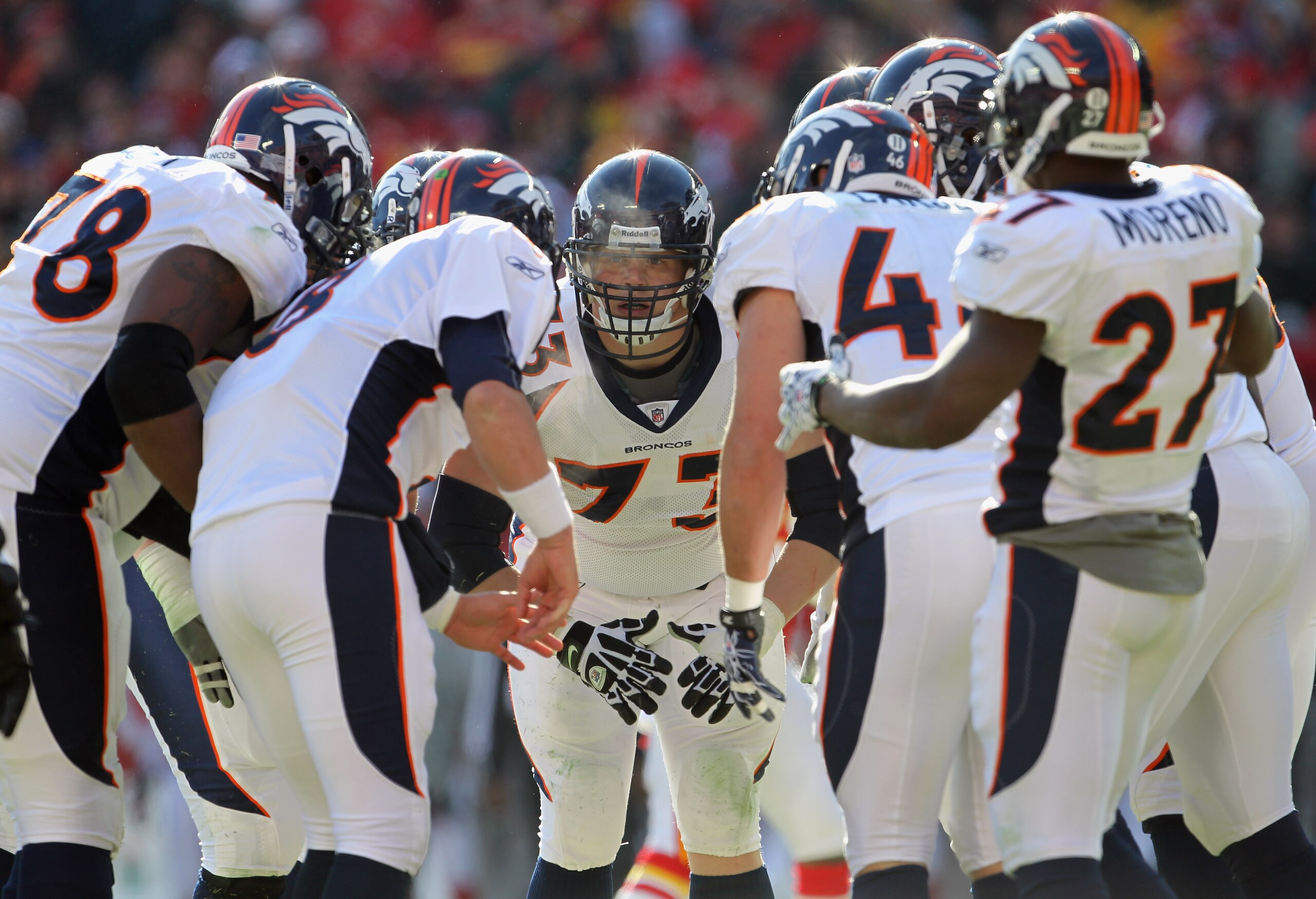KANSAS CITY, MO - DECEMBER 05:  Chris Kuper #73 of the Denver Broncos in action during the game against the Kansas City Chiefs on December 5, 2010 at Arrowhead Stadium in Kansas City, Missouri.  (Photo by Jamie Squire/Getty Images)
