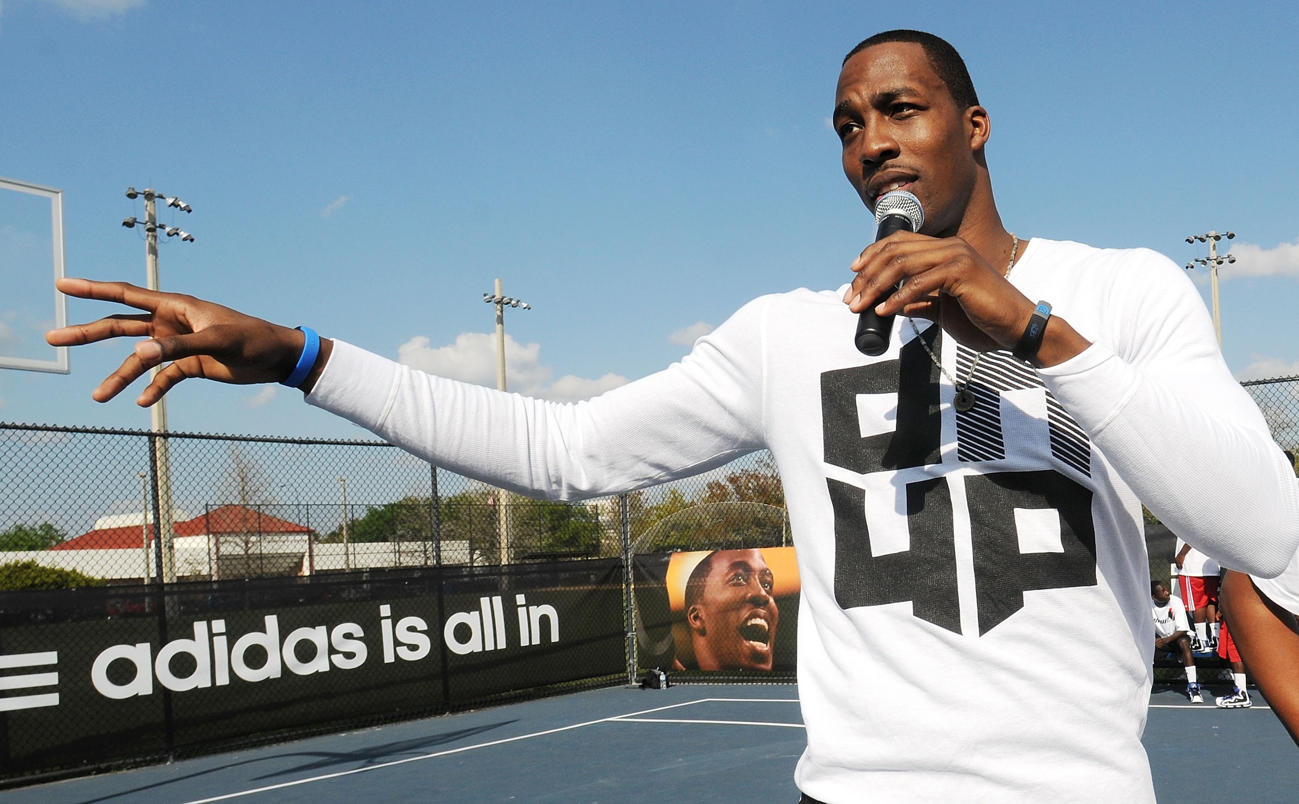 ORLANDO, FL - MARCH 17: NBA All-Star Dwight Howard shows off his game face at an Orlando community center where he was on hand to capture kids' game faces for the next adidas commercial on March 17, 2011 in Orlando, Florida. Fans can visit www.facebook.c ORLANDO, FL - MARCH 17: NBA All-Star Dwight Howard shows off his game face at an Orlando community center where he was on hand to capture kids' game faces for the next adidas commercial on March 17, 2011 in Orlando, Florida. Fans can visit www.facebook.c