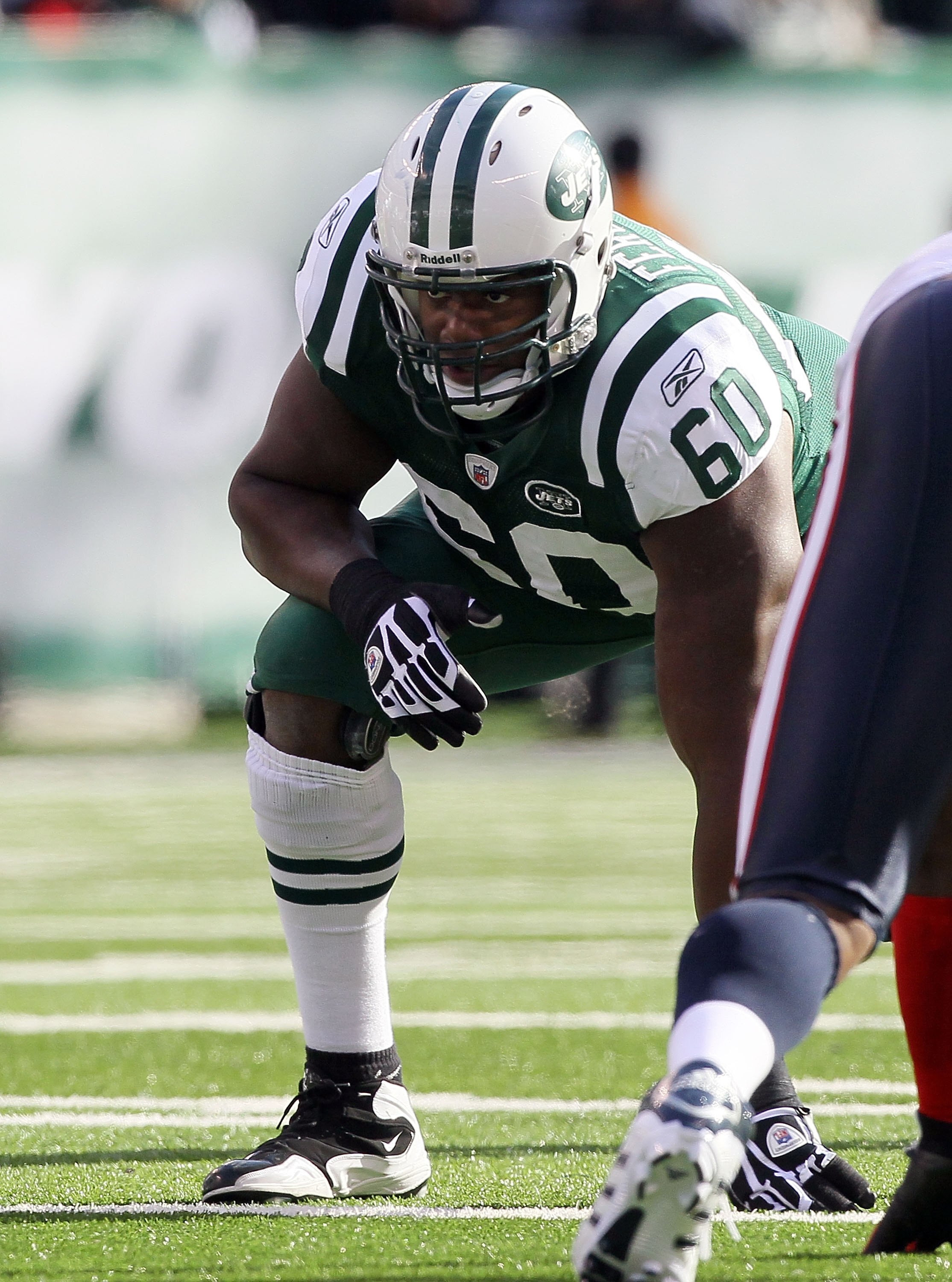 EAST RUTHERFORD, NJ - NOVEMBER 21:  D'Brickashaw Ferguson #60 of the New York Jets in action against the Houston Texans on November 21, 2010 at the New Meadowlands Stadium in East Rutherford, New Jersey.  (Photo by Jim McIsaac/Getty Images)