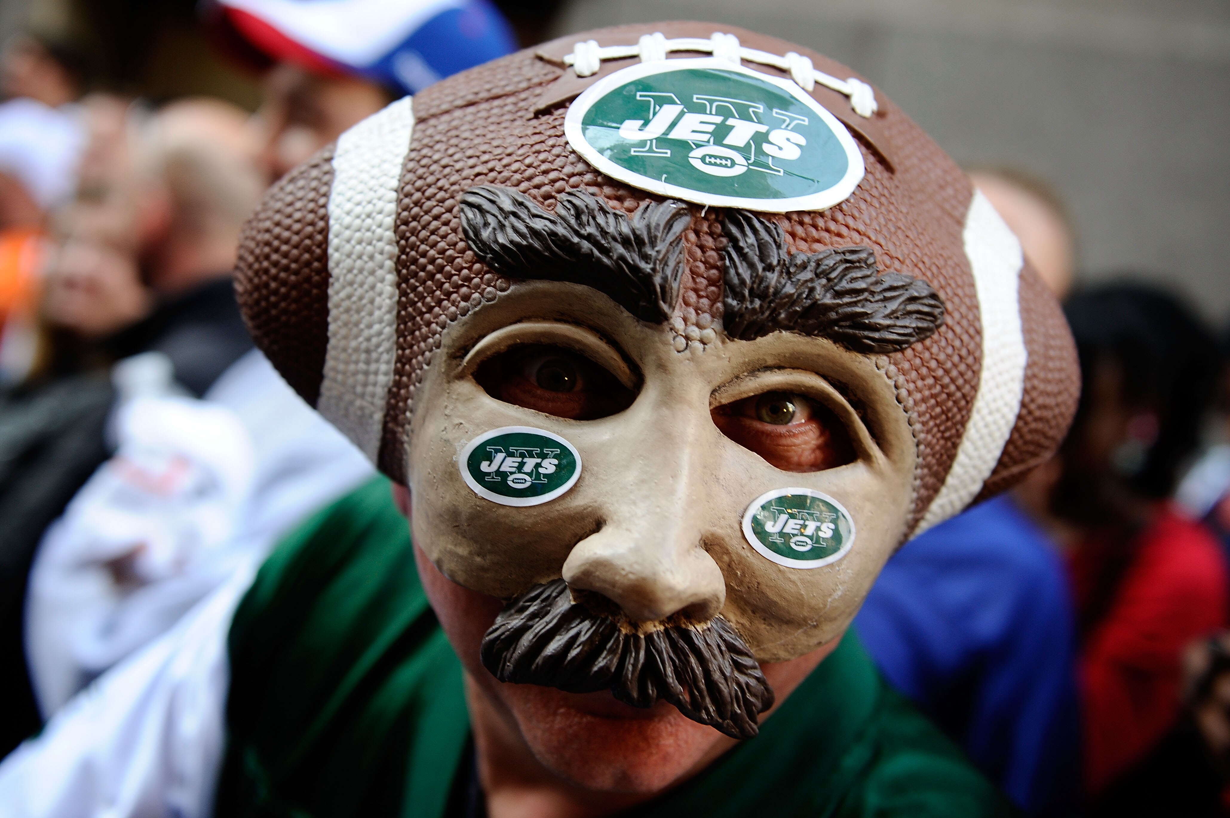 NEW YORK - APRIL 22:  New York Jets fan Joe Legotti of Lindenhurst, Long Island attends the 2010 NFL Draft at Radio City Music Hall on April 22, 2010 in New York City.  (Photo by Jeff Zelevansky/Getty Images)