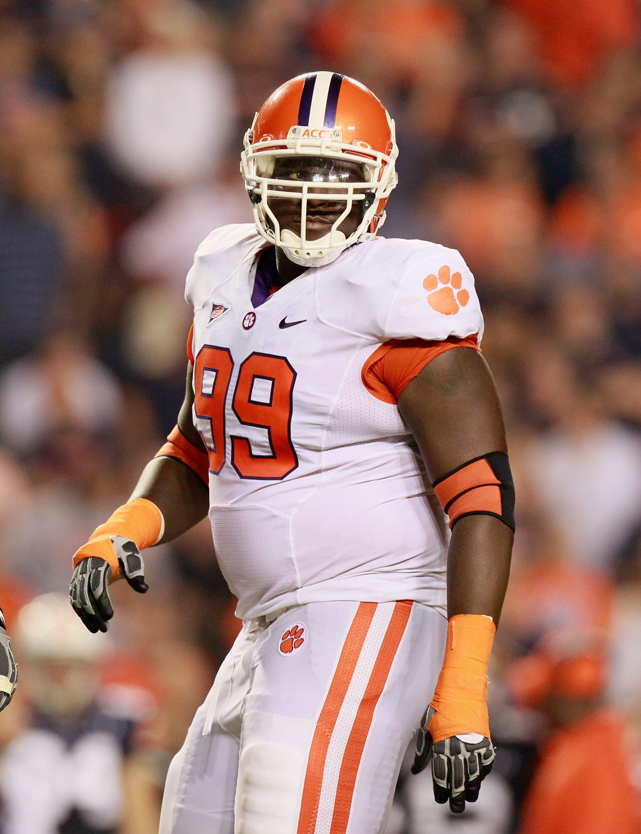 AUBURN, AL - SEPTEMBER 18: Jarvis Jenkins #99 of the Clemson Tigers against the Auburn Tigers at Jordan-Hare Stadium on September 18, 2010 in Auburn, Alabama. (Photo by Kevin C. Cox/Getty Images) AUBURN, AL - SEPTEMBER 18: Jarvis Jenkins #99 of the Clemson Tigers against the Auburn Tigers at Jordan-Hare Stadium on September 18, 2010 in Auburn, Alabama. (Photo by Kevin C. Cox/Getty Images)