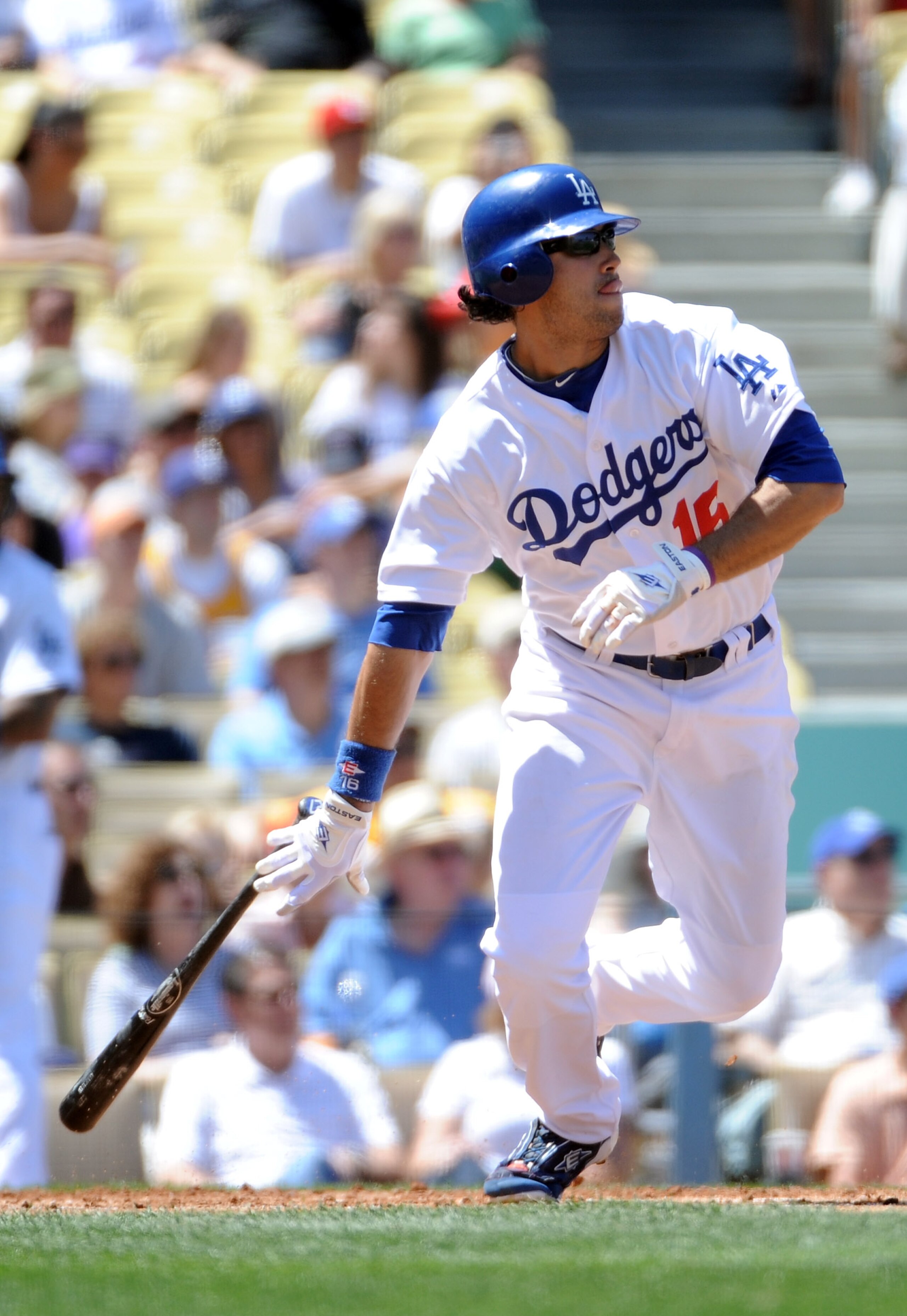 LOS ANGELES, CA - APRIL 17:  Andre Ethier #16 of the Los Angeles Dodgers at bat against the St Louis Cardinals at Dodger Stadium on April 17, 2011 in Los Angeles, California.  (Photo by Harry How/Getty Images)