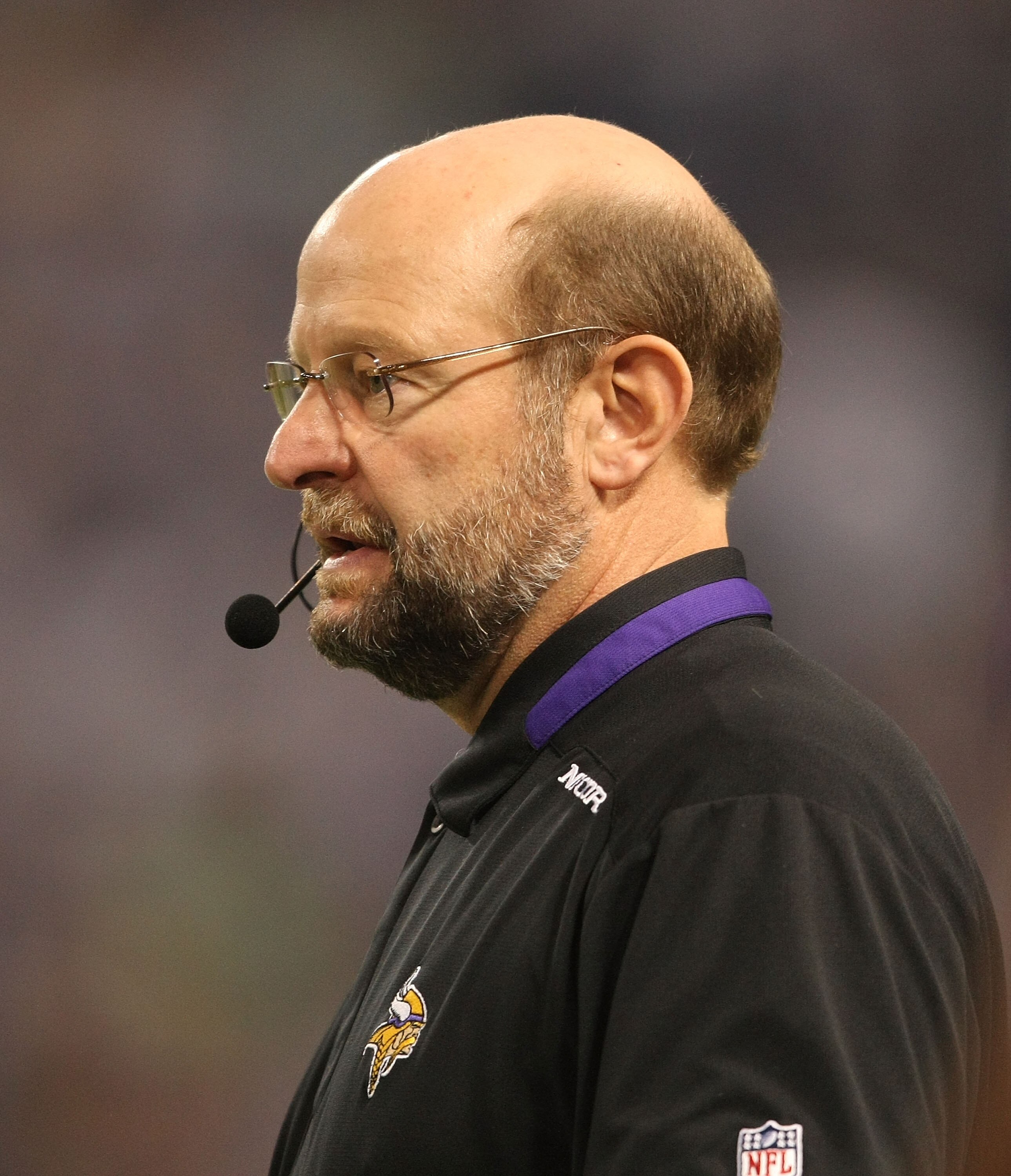 MINNEAPOLIS - NOVEMBER 22: Head coach of the Minnesota Vikings, Brad Childress watches on against the Seattle Seahawks at Hubert H. Humphrey Metrodome on November 22, 2009 in Minneapolis, Minnesota.  (Photo by Nick Laham/Getty Images)