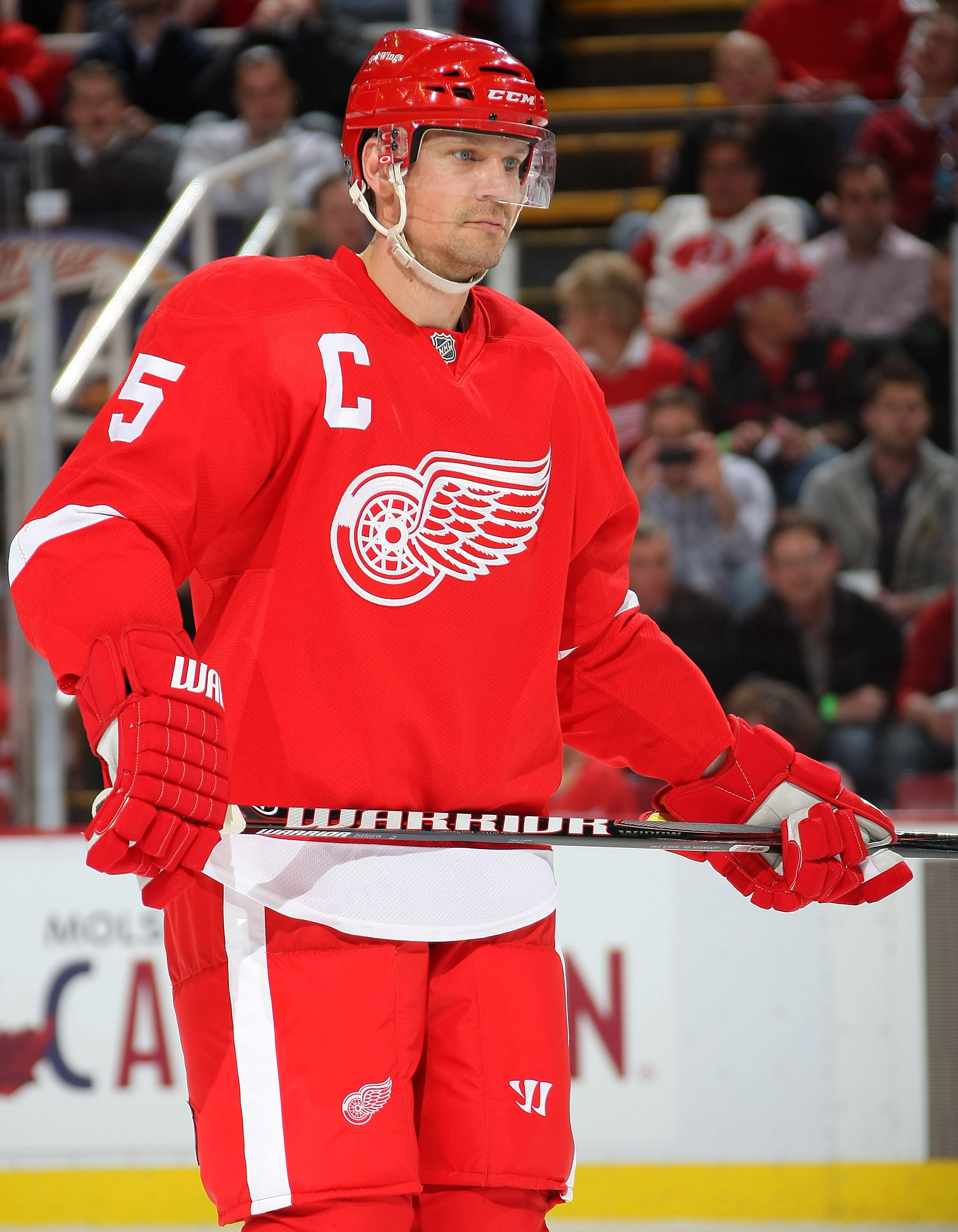 DETROIT, MI- APRIL 13:  Nicklas Lidstrom #5 of the Detroit Red Wings skates against the Phoenix Coyotes in Game One of the Western Conference Quarterfinals during the 2011 NHL Stanley Cup Playoffs at Joe Louis Arena on April 13, 2011 in Detroit, Michigan.