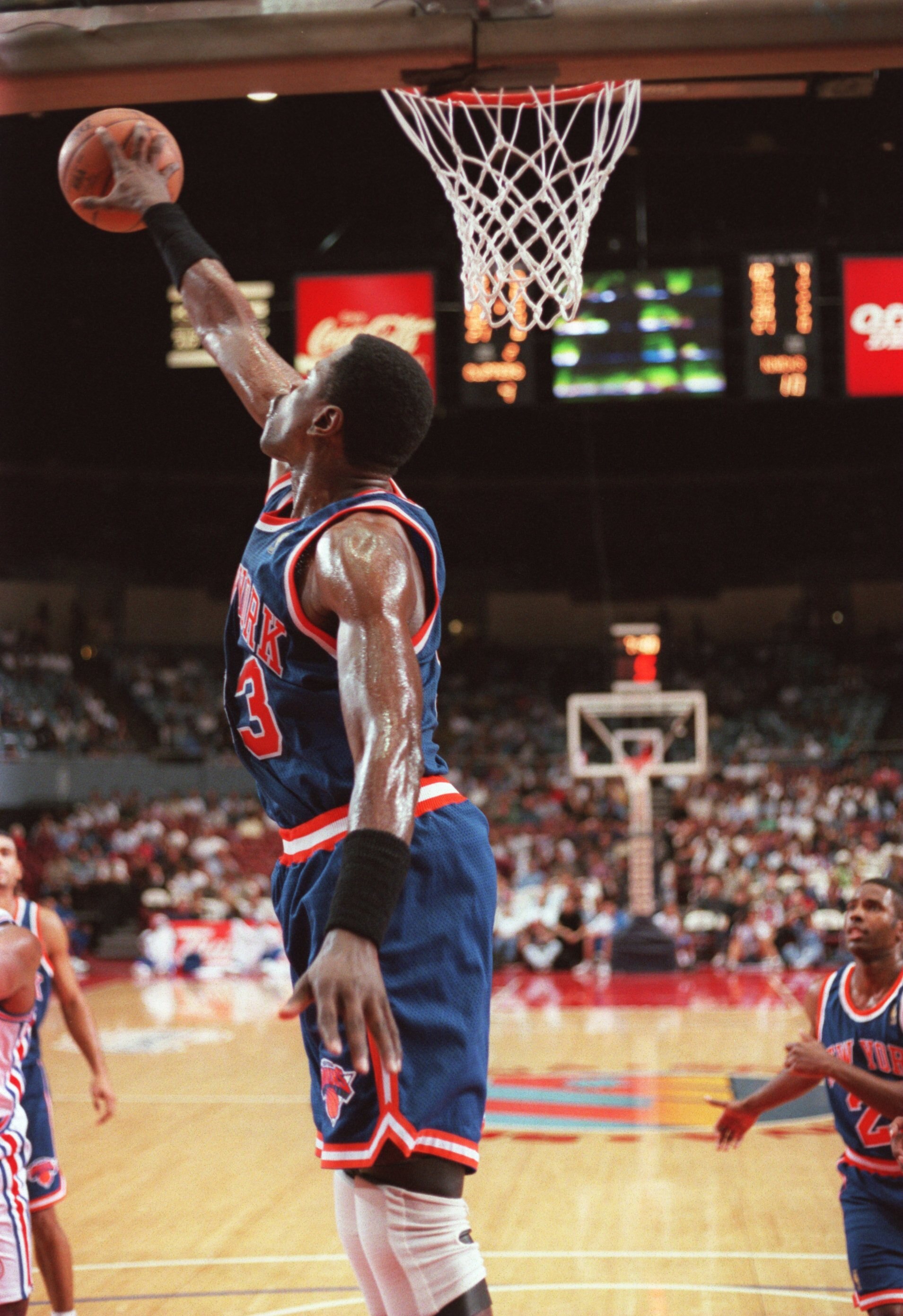 8 Nov 1996:  Center Patrick Ewing of the New York Knicks blocks a shot during the Knicks 88-81 win over the Los Angeles Clippers at the Sports Arena in Los Angeles, California.  Mandatory Credit: Todd Warshaw/Allsport   Mandatory Credit: Todd Warshaw/Alls