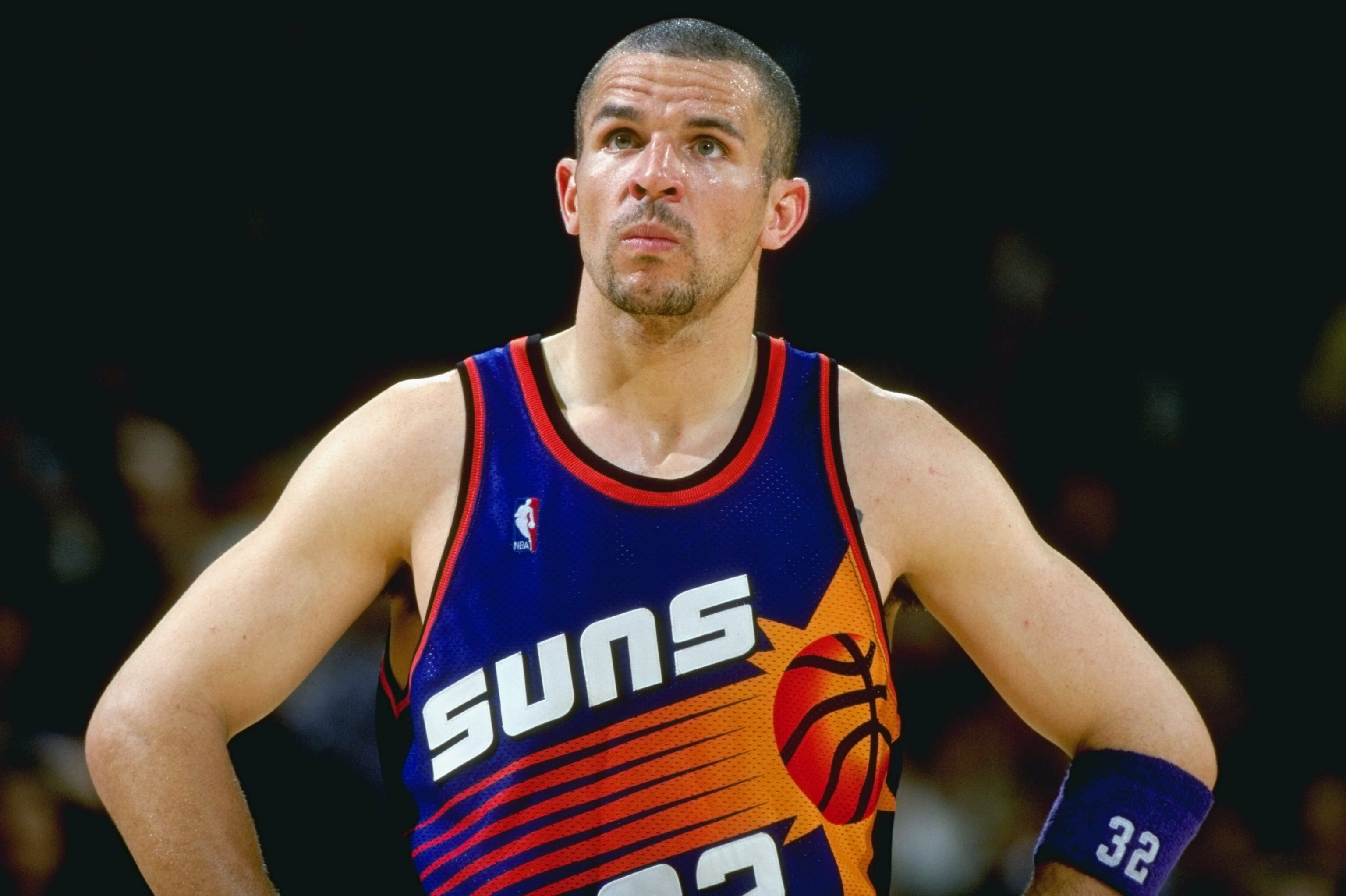 24 Mar 1999:  Jason Kidd #32 of the Phoenix Suns looking on during the game against the Los Angeles Lakers at the Great Western Forum in Inglewood, California. The Suns defeated the Lakers 106-101.   Mandatory Credit: Todd Warshaw  /Allsport