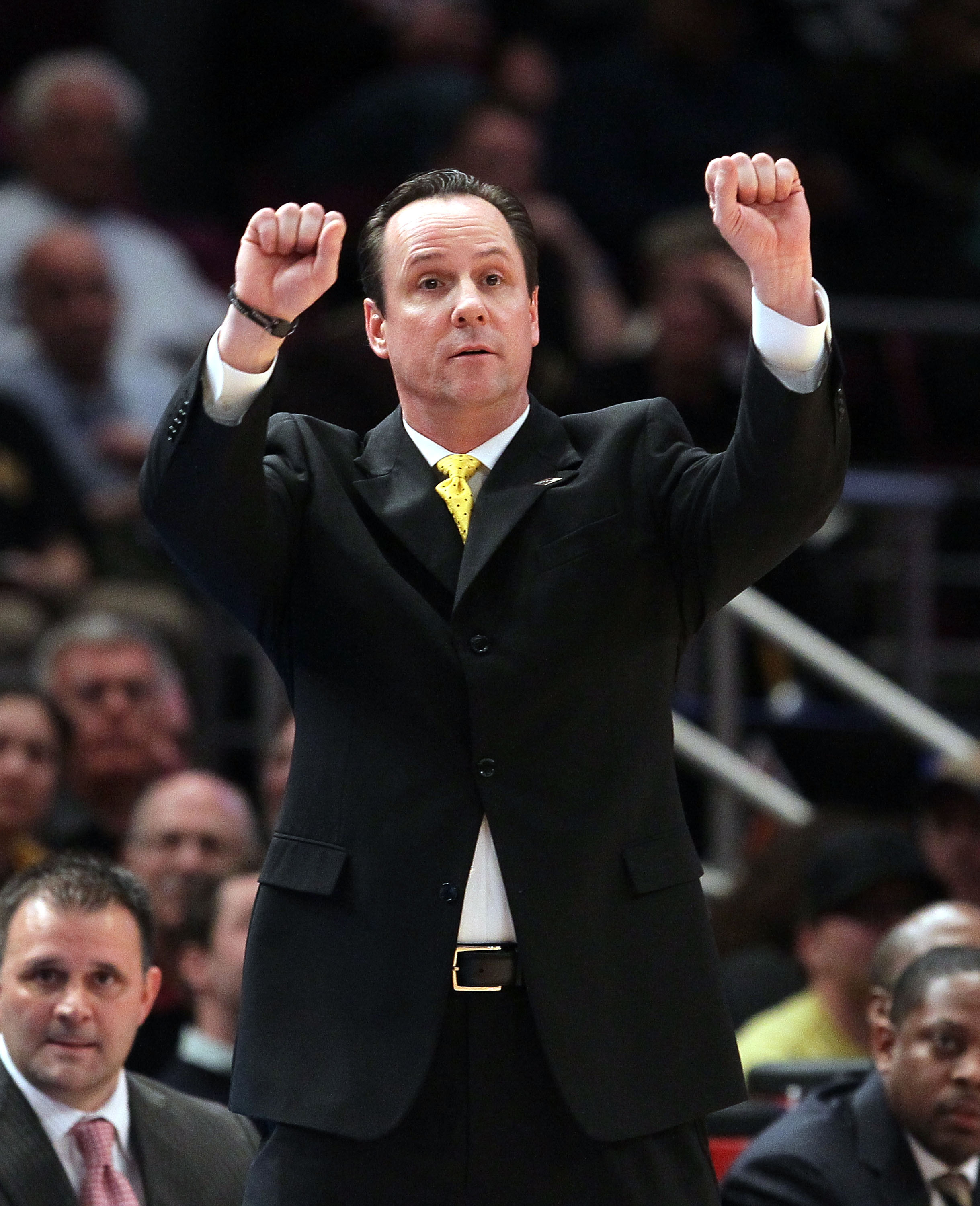 NEW YORK, NY - MARCH 31:  Head coach Gregg Marshall of the Wichita State Shockers instructs his team against the Alabama Crimson Tide during the 2011 NIT Championship game on March 31, 2011 at Madison Square Garden in New York City.  (Photo by Jim McIsaac