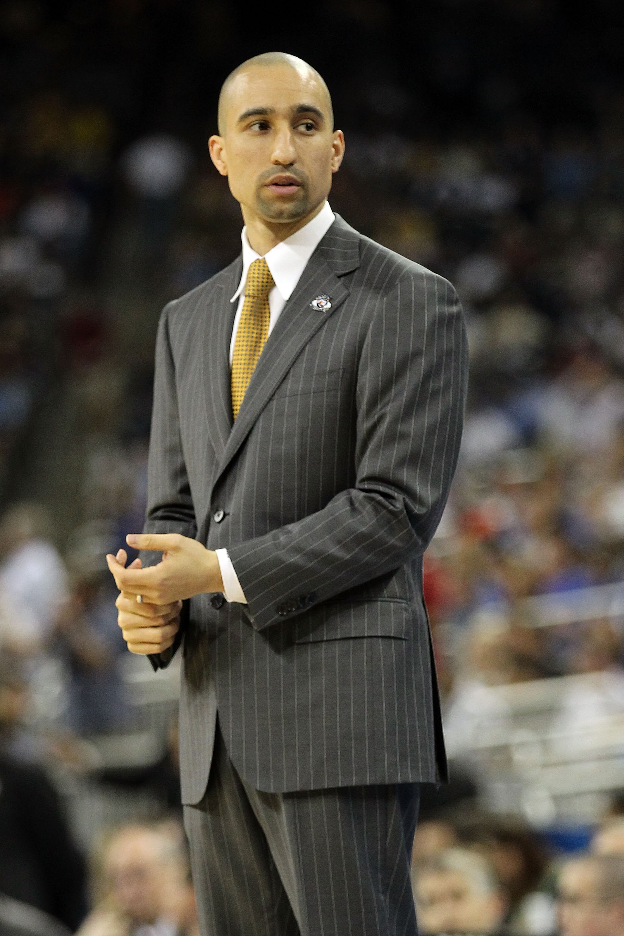 HOUSTON, TX - APRIL 02:  Head coach Shaka Smart of the Virginia Commonwealth Rams reacts from the sidelines against the Butler Bulldogs during the National Semifinal game of the 2011 NCAA Division I Men's Basketball Championship at Reliant Stadium on Apri
