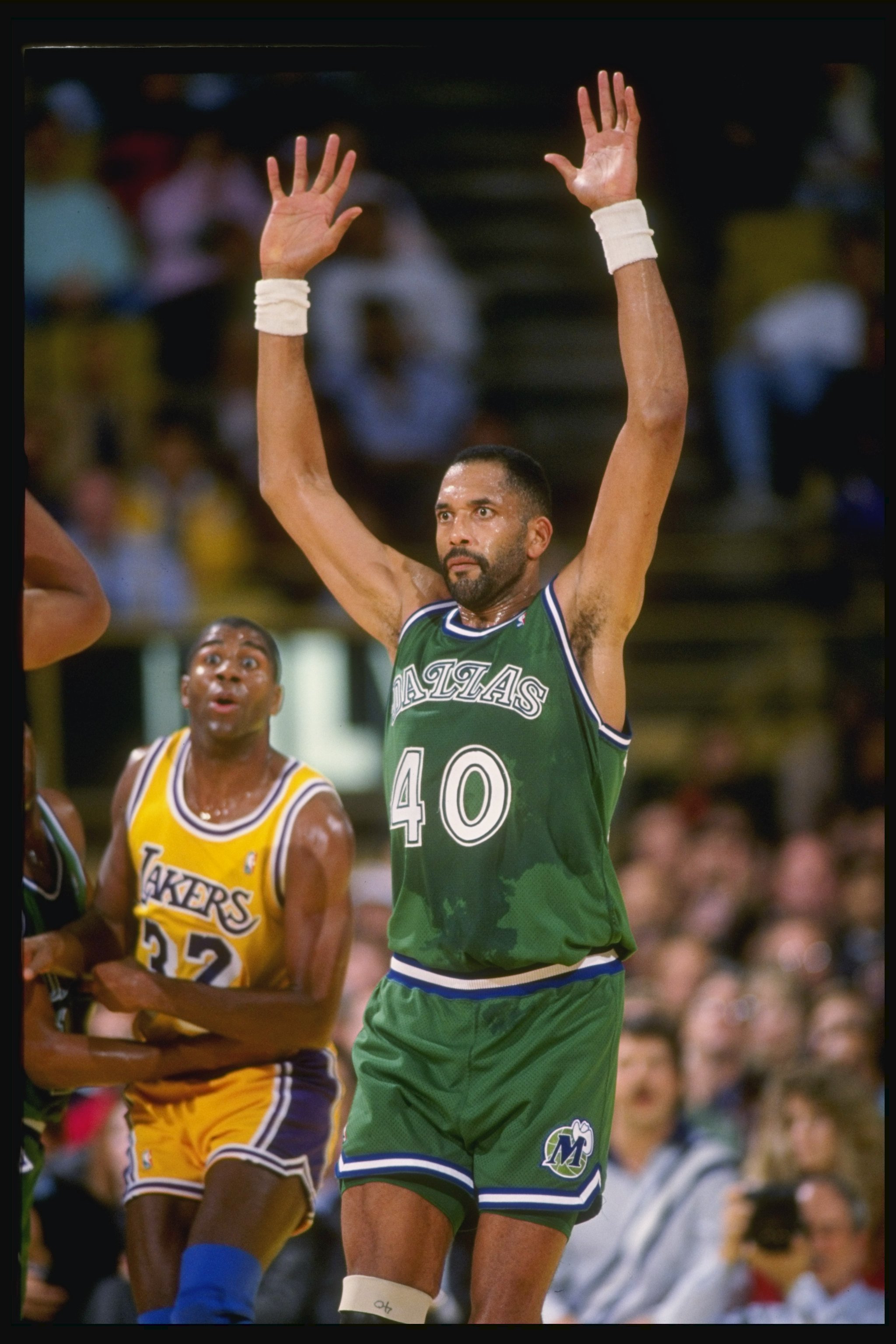 12 Dec 1990:  Center James Donaldson of the Dallas Mavericks in action during a game against the Los Angeles Lakers at the Great Western Forum in Inglewood, California. Mandatory Credit: Mike Powell  /Allsport