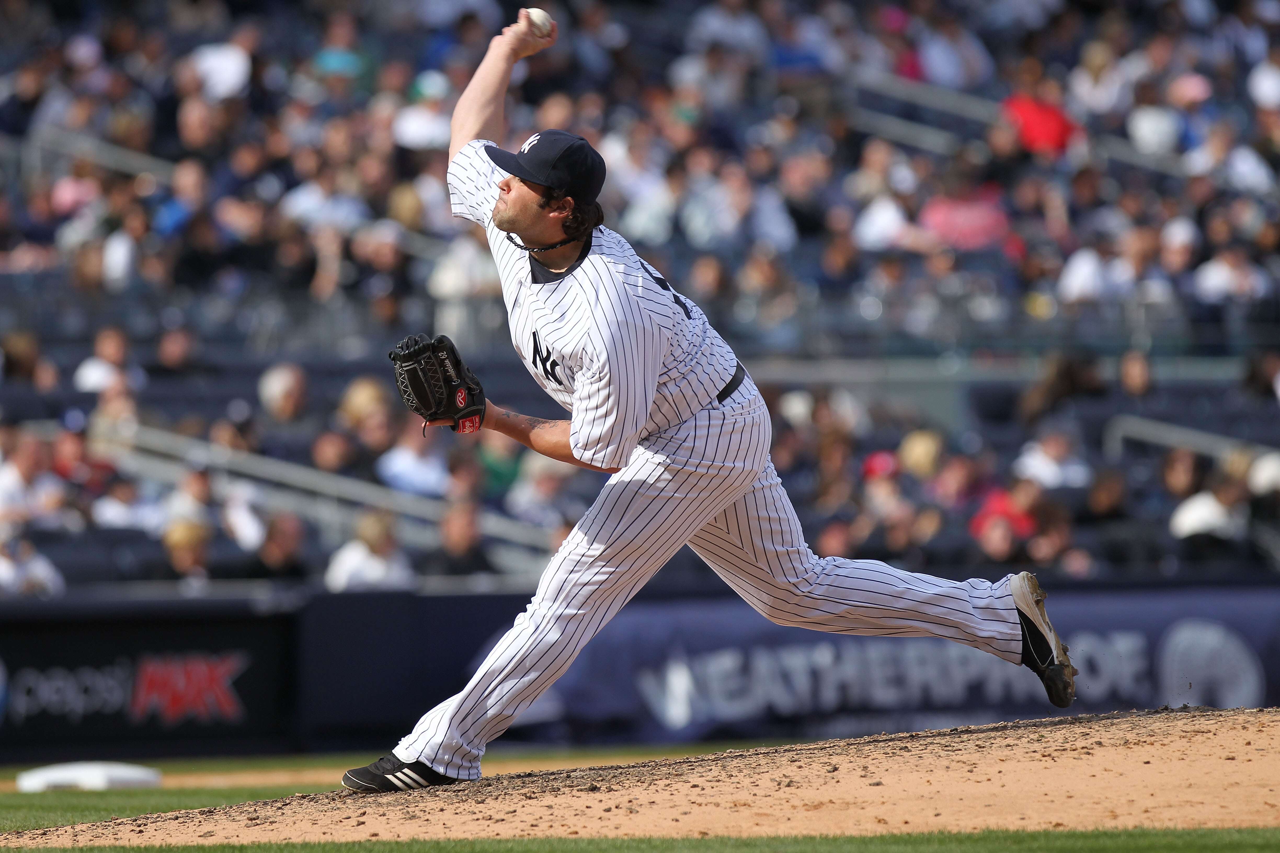 NEW YORK, NY - APRIL 03:  Joba Chamberlain #62 of the New York Yankees against the Minnesota Twins at Yankee Stadium on April 3, 2011 in the Bronx borough of New York City.  (Photo by Nick Laham/Getty Images)