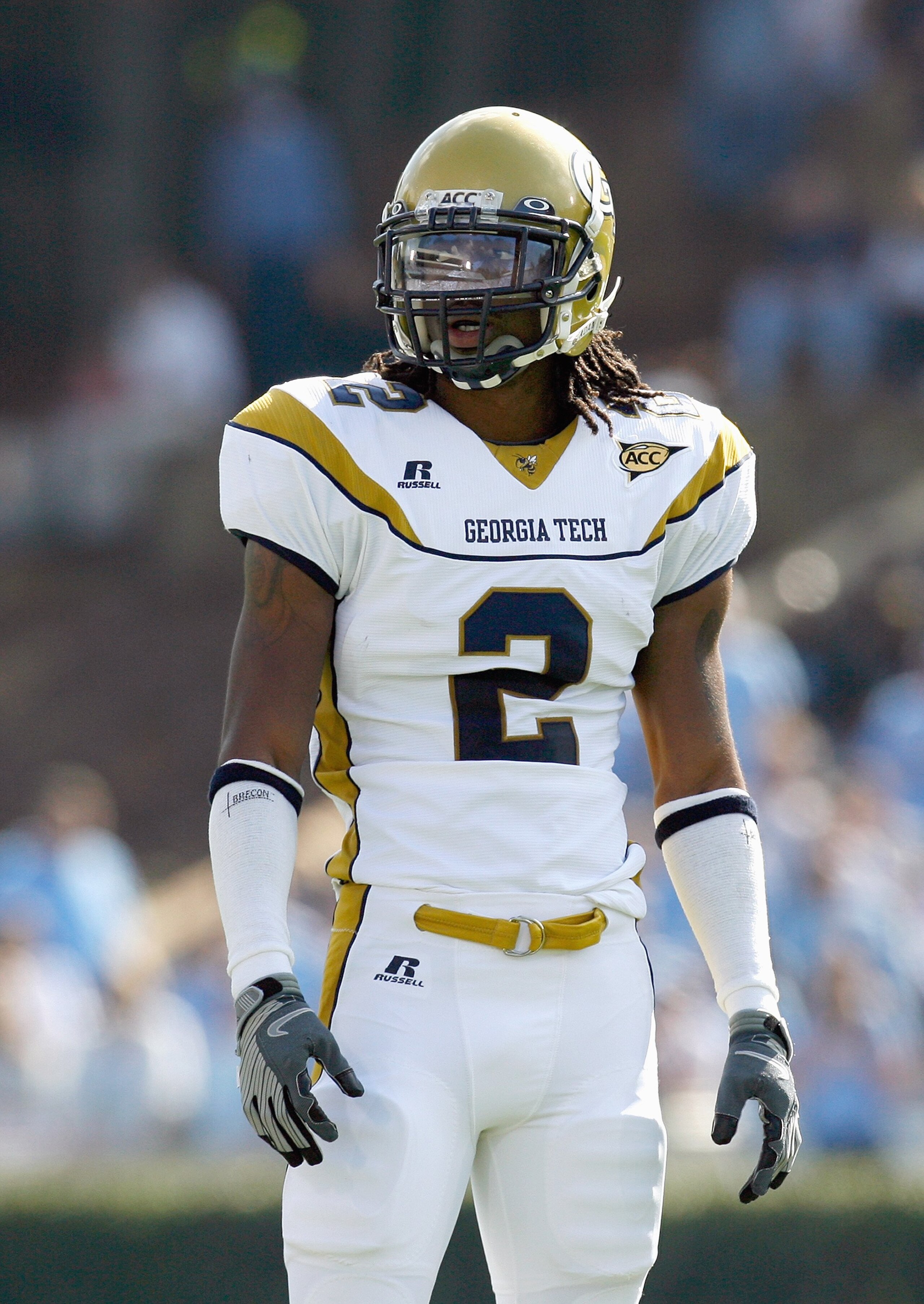 CHAPEL HILL, NC - NOVEMBER 08:  Mario Butler #2 of the Georgia Tech Yellow Jackets looks on the field before the game against the North Carolina Tar Heels at Kenan Stadium on November 8, 2008 in Chapel Hill, North Carolina.  (Photo by Kevin C. Cox/Getty I