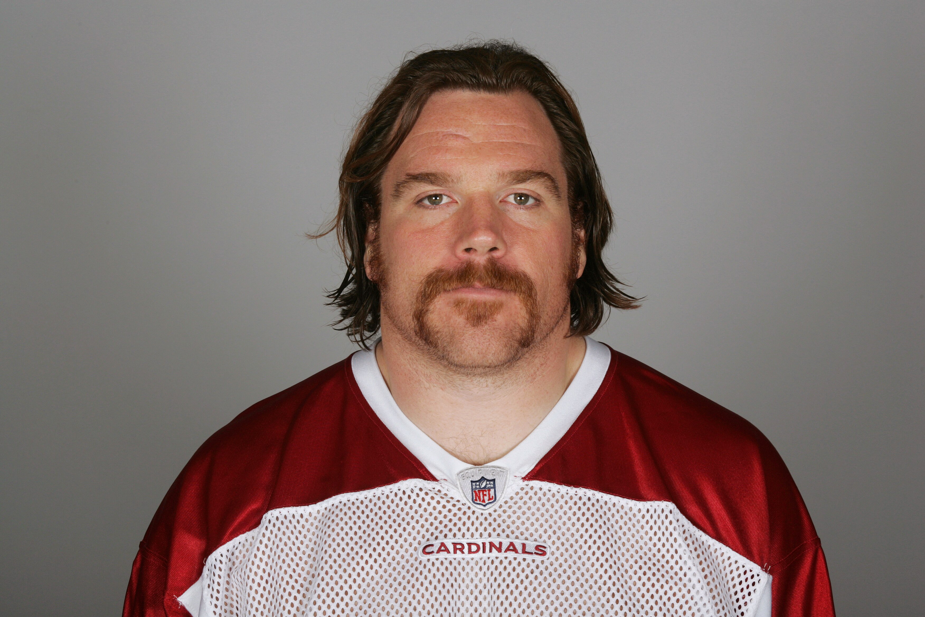 TEMPE, AZ - CIRCA 2010: In this handout image provided by the NFL,  Alan Faneca of the Arizona Cardinals poses for his NFL headshot circa 2010 in Tempe, Arizona. (Photo by NFL via Getty Images)