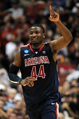 ANAHEIM, CA - MARCH 24:  Solomon Hill #44 of the Arizona Wildcats reacts after a play against the Duke Blue Devils during the west regional semifinal of the 2011 NCAA men's basketball tournament at the Honda Center on March 24, 2011 in Anaheim, California