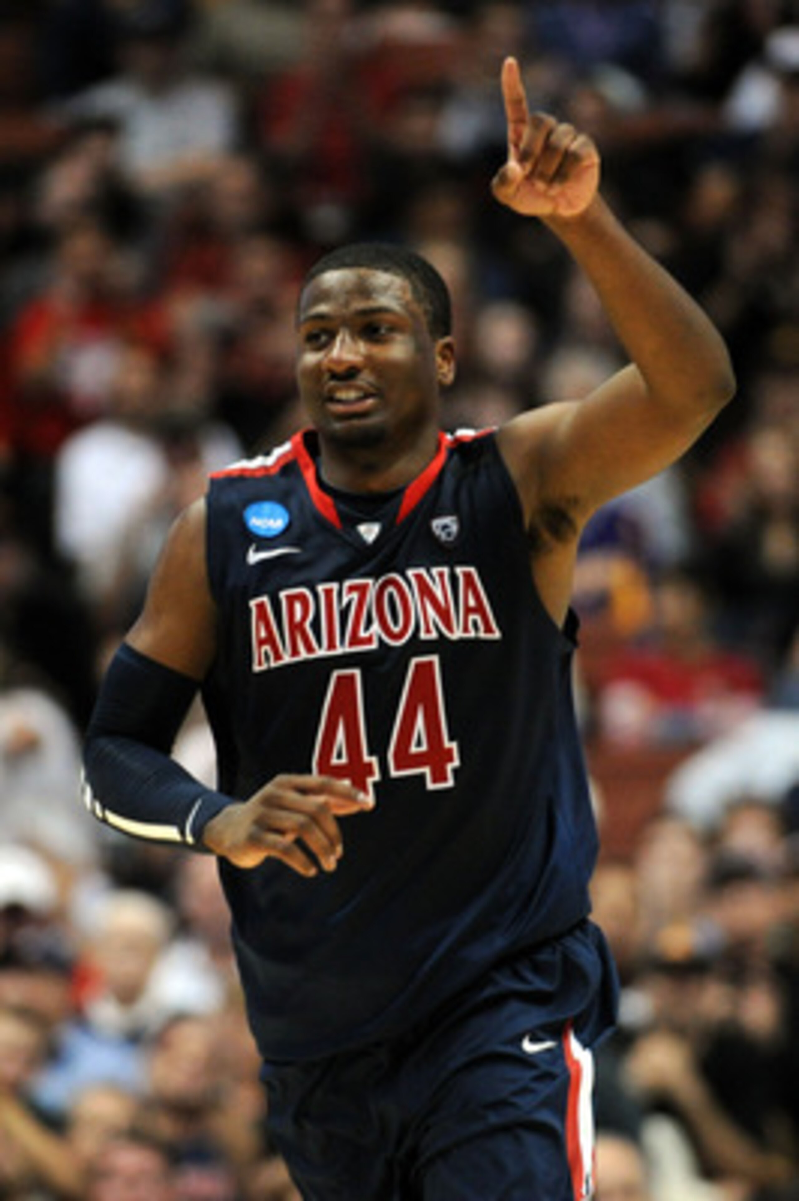 ANAHEIM, CA - MARCH 24:  Solomon Hill #44 of the Arizona Wildcats reacts after a play against the Duke Blue Devils during the west regional semifinal of the 2011 NCAA men's basketball tournament at the Honda Center on March 24, 2011 in Anaheim, California