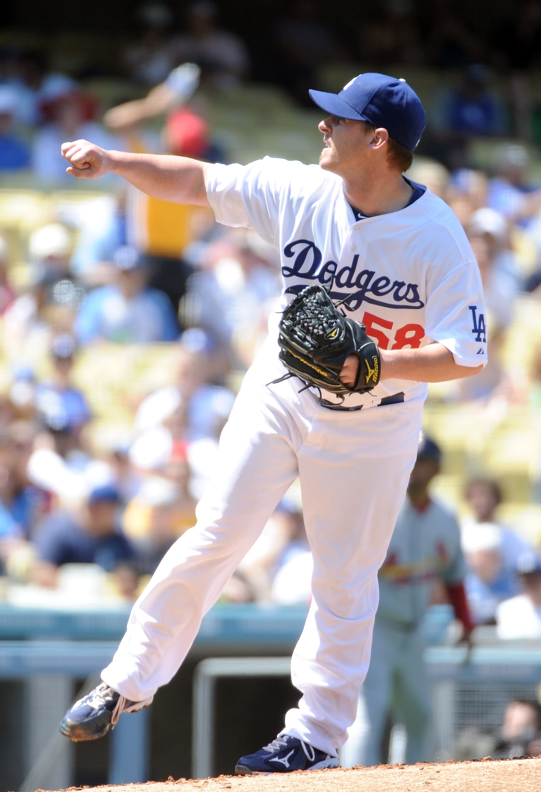 LOS ANGELES, CA - APRIL 17:  Chad Billingsley #58 of the Los Angeles Dodgers pitches against the St Louis Cardinals during the second inning at Dodger Stadium on April 17, 2011 in Los Angeles, California.  (Photo by Harry How/Getty Images)